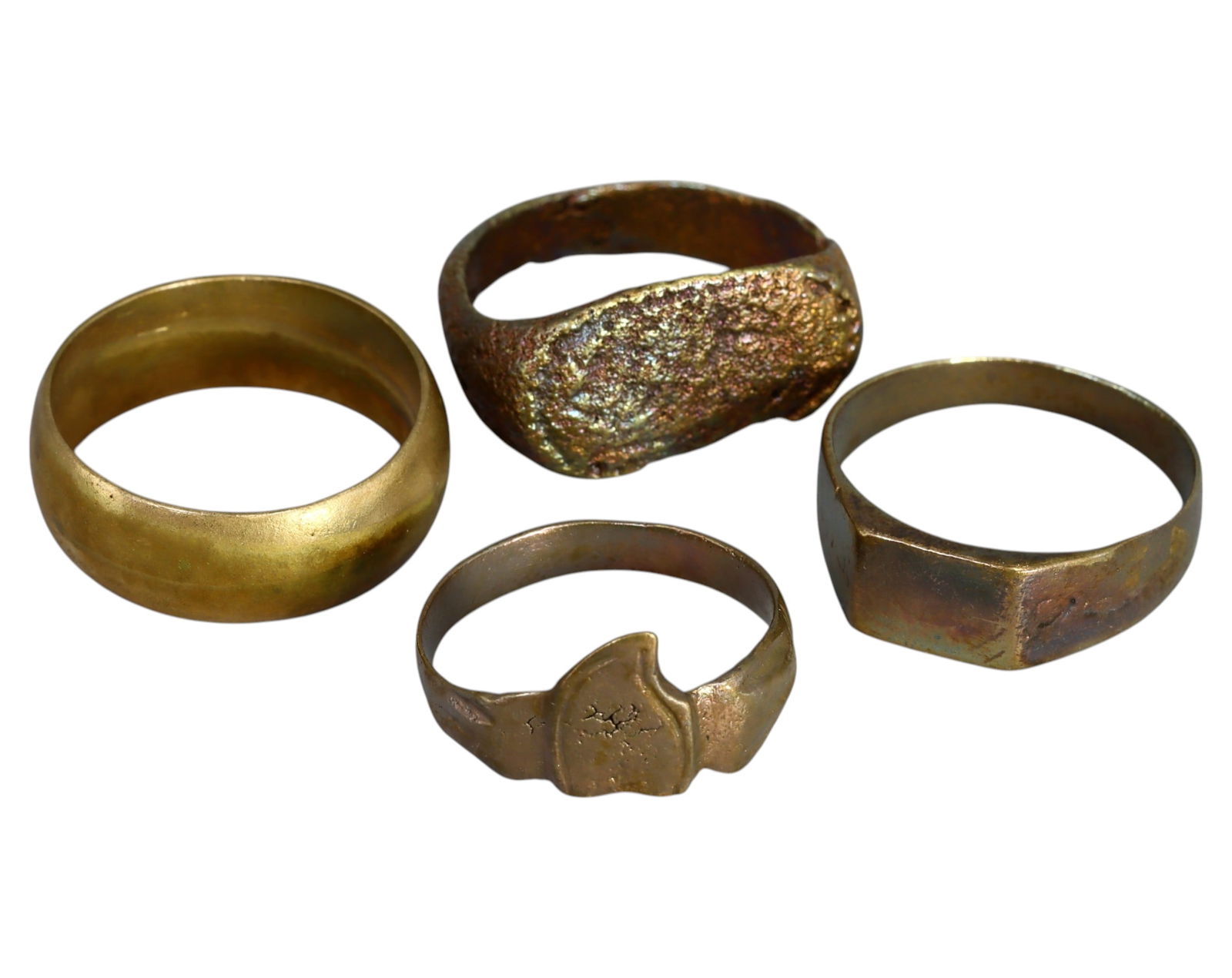 MEDIEVAL EUROPE: Set of Four Bronze Rings - 7th-14th Century, Various Sizes (7-10 US) (1 of 1)
