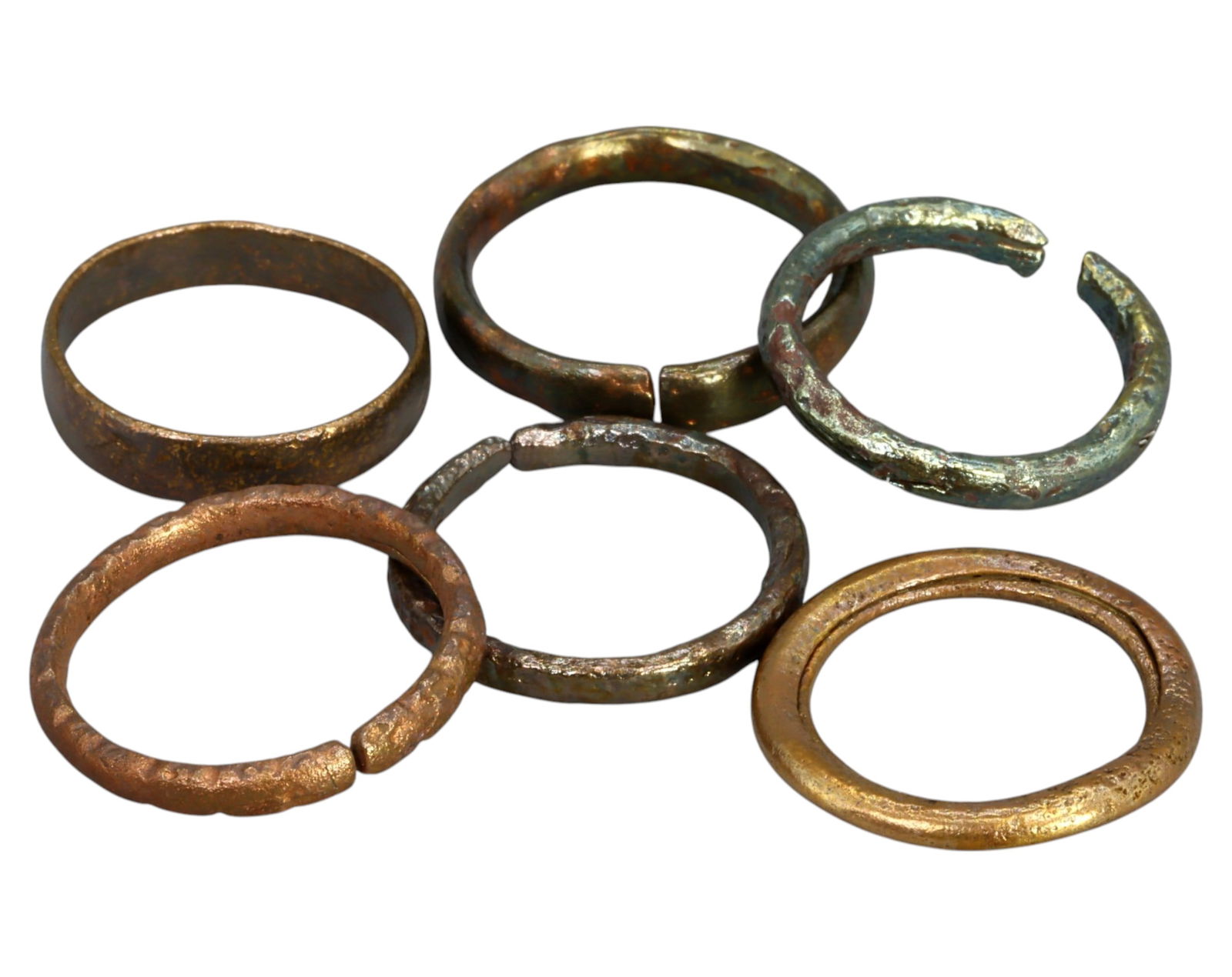 ANCIENT EUROPE: 6 Bronze and Copper Alloy Rings - 3rd-12th Century, Various Sizes (7-10.5 US) (1 of 1)