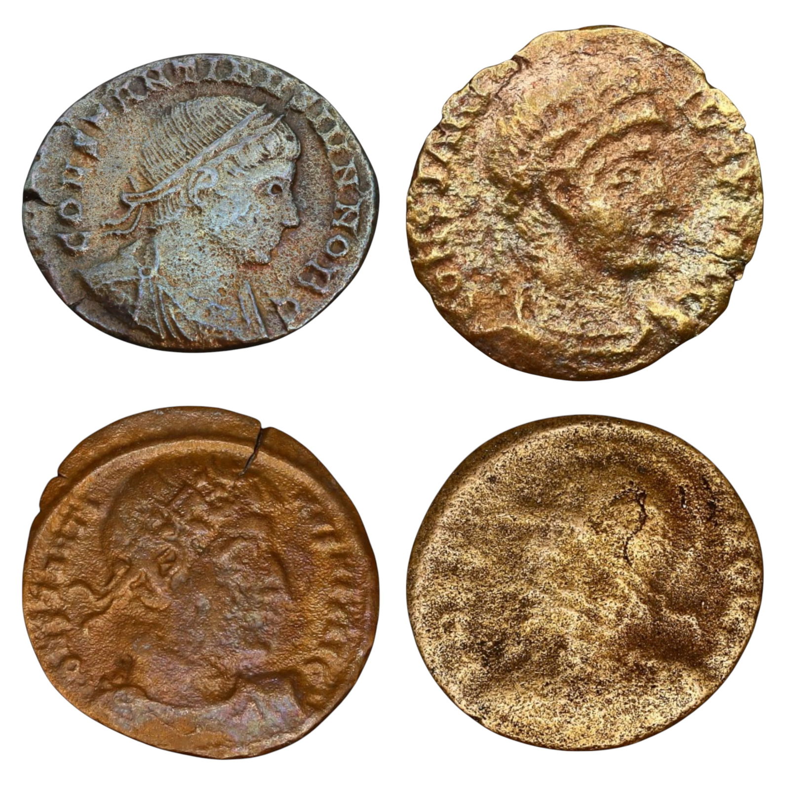 ROMAN EMPIRE: Lot of 4 Late Roman Bronze AE Coins 15-18mm, c. 3rd-5th Century AD (1 of 2)