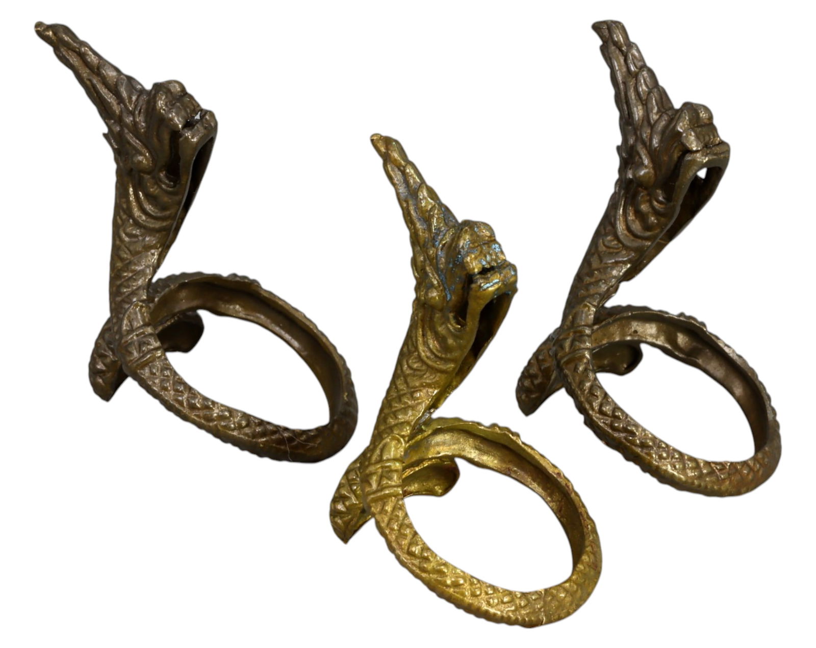 SOUTHEAST ASIA: Bronze Dragon Rings - Mythical Serpent (Set of 3, 19th-20th C) (1 of 3)