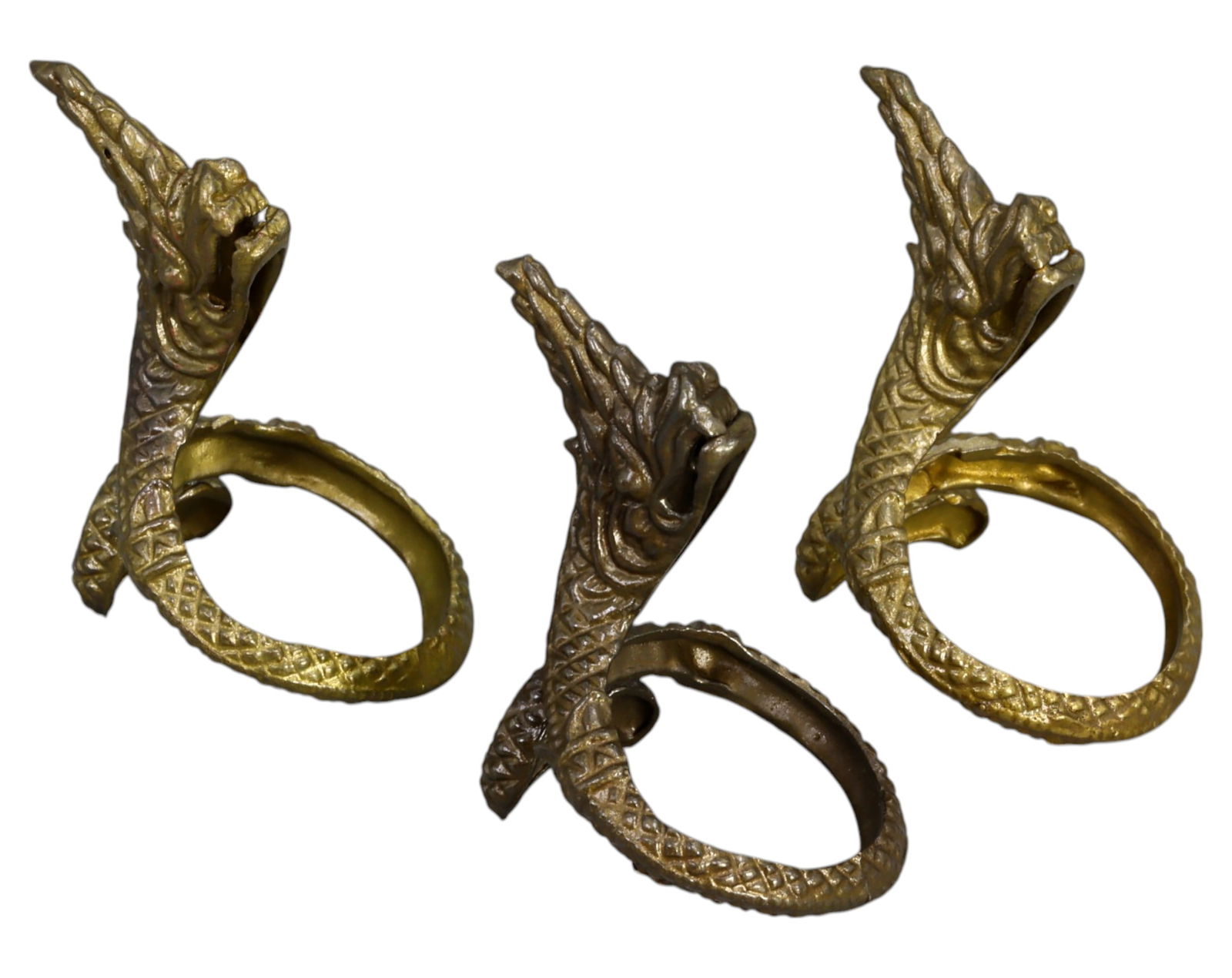 SOUTHEAST ASIA: Bronze Dragon Rings - Mythical Serpent (Set of 3, 19th-20th C) (1 of 3)