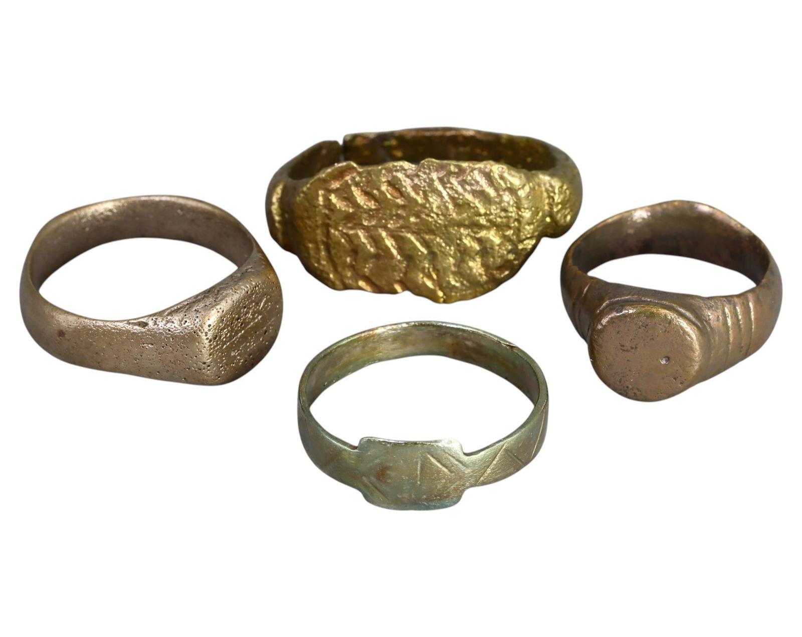 MEDIEVAL EUROPE: Set of Four Bronze Rings - 5th-14th Century, Various Sizes (5-9.5 US) (1 of 1)
