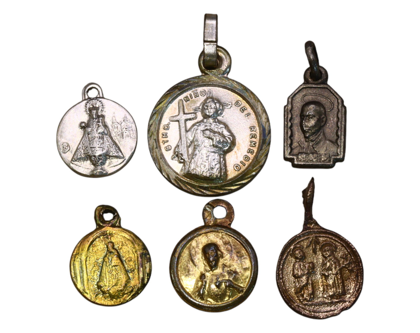 SPAIN: Infant Jesus, Virgin Mary & Saints - Mixed Metal Medals (1 of 3)