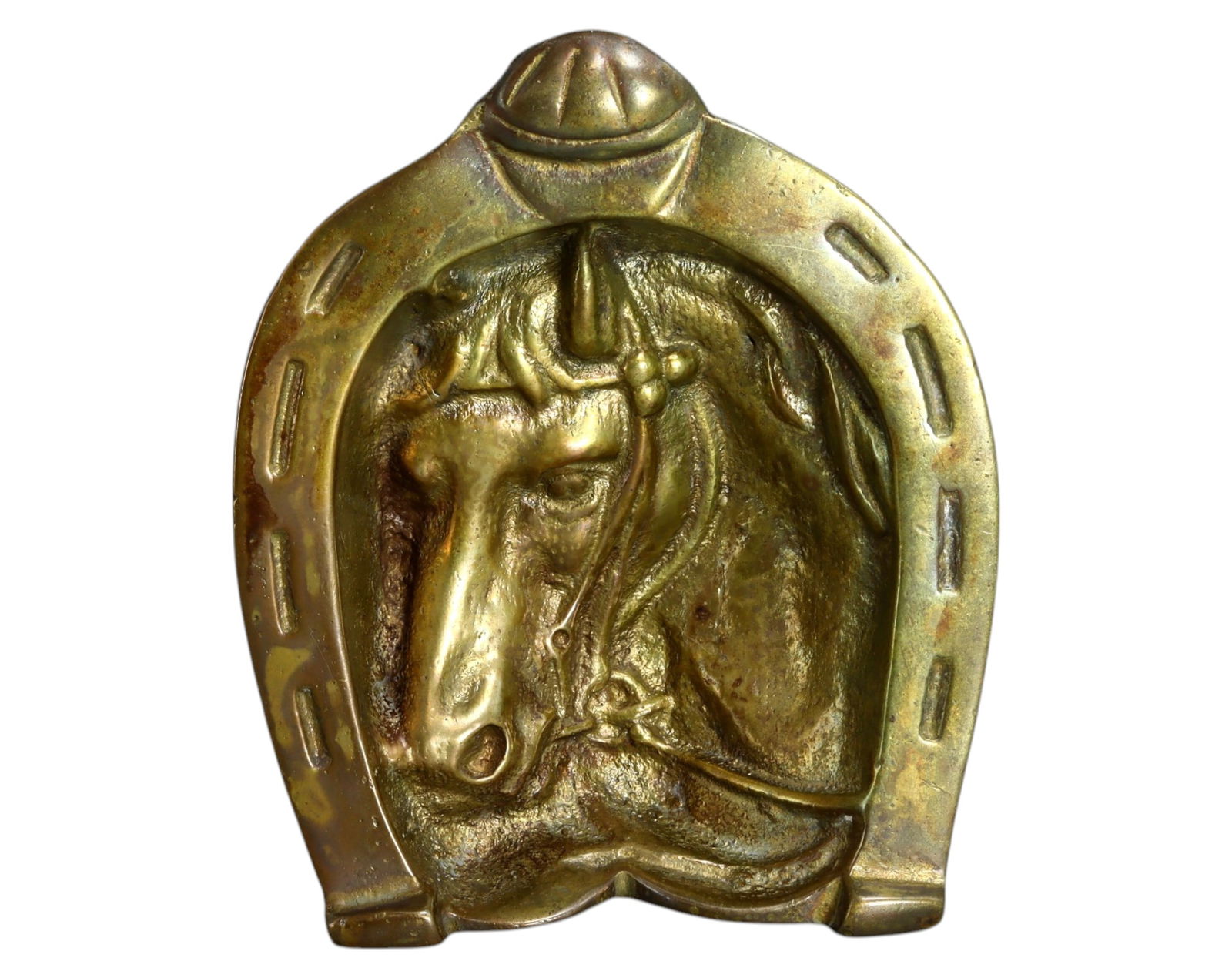 BRASS HORSESHOE PLAQUE - Equestrian Good Luck Symbol, 19th-20th Century (1 of 3)