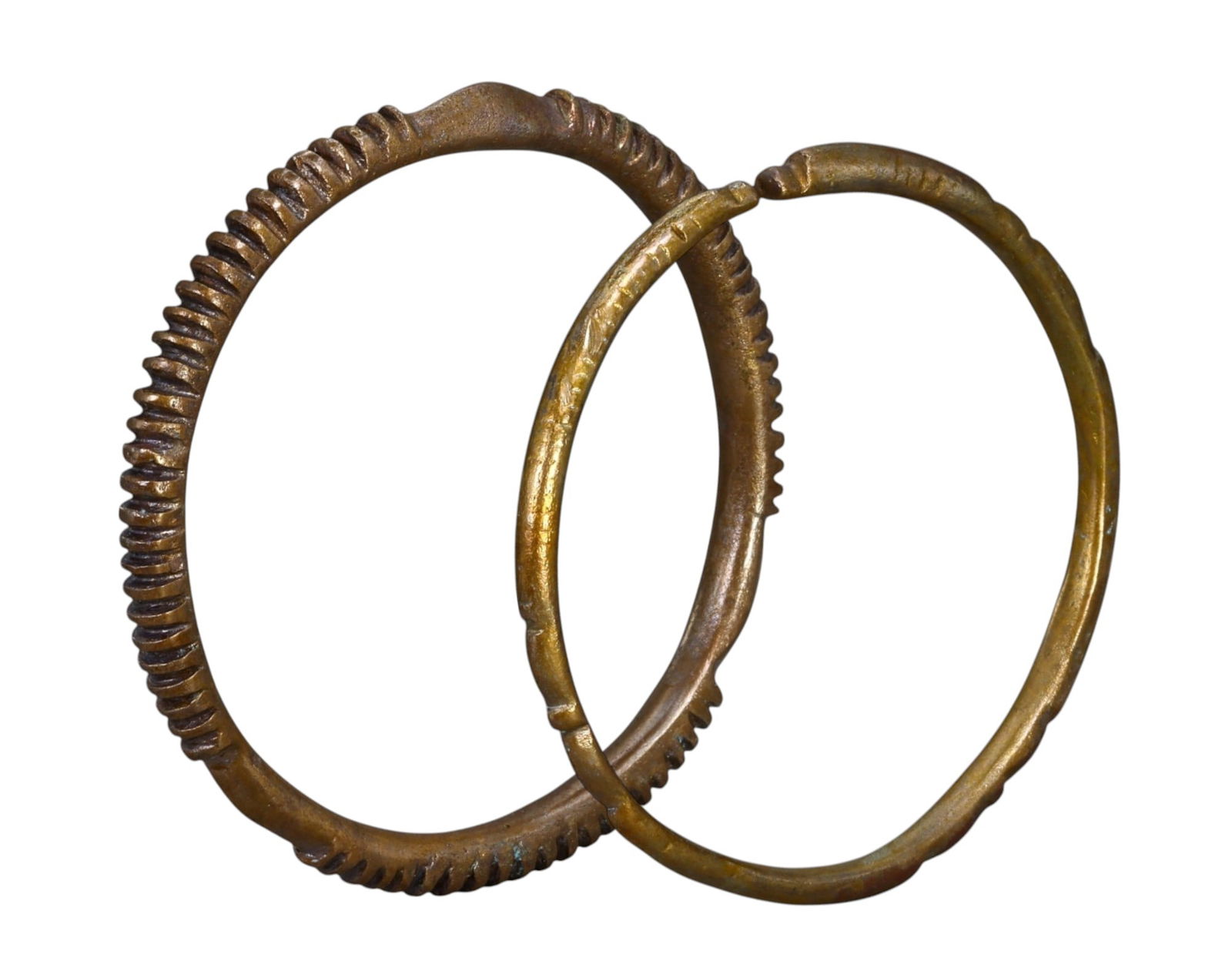 WEST AFRICA: Edo-Benin Kingdom Brass Currency Manillas (Pair), c. 16th-19th Century (1 of 3)