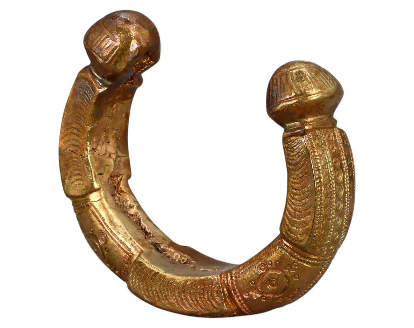 WEST AFRICA: King/Queen Manilla Bracelet Money - Ornate Cast Bronze, 19th-20th Century (1 of 4)