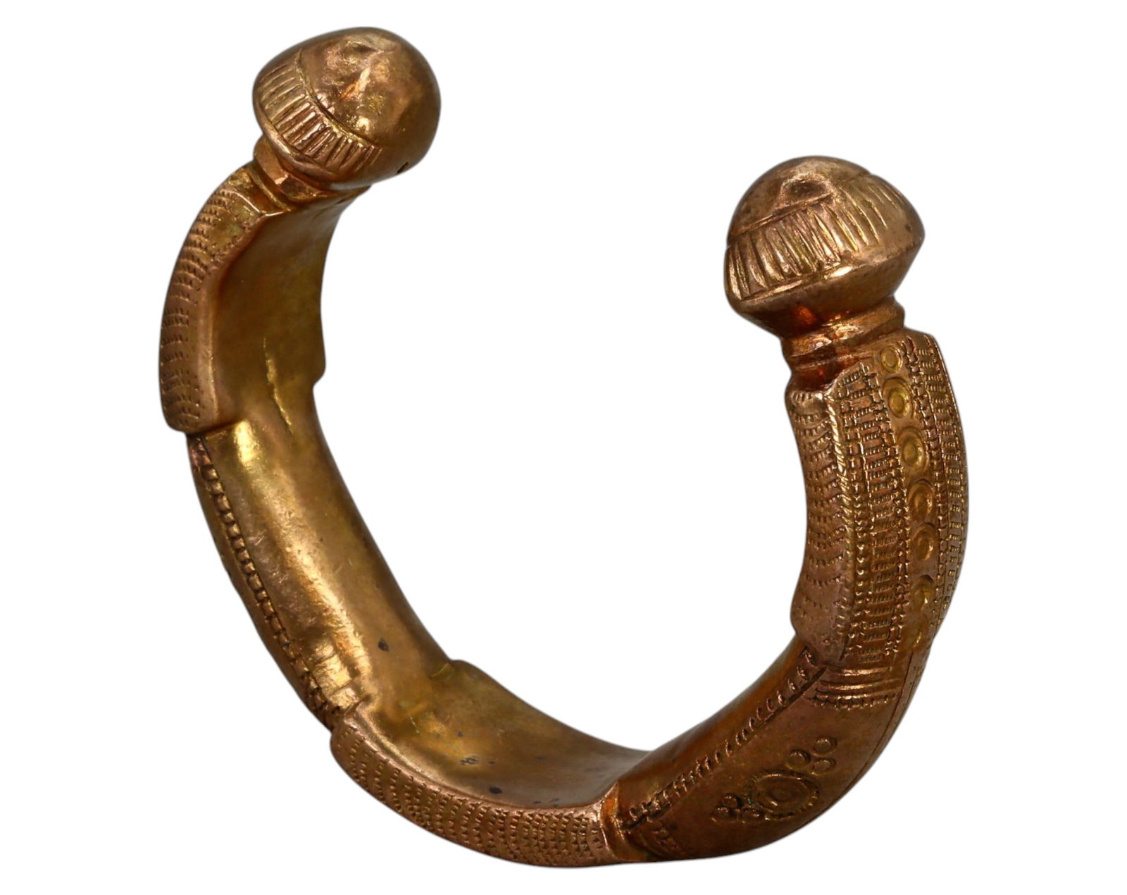 WEST AFRICA: Brass King Manilla Bracelet - Prestige Currency, 7.3x1.8cm, 151g (1 of 4)