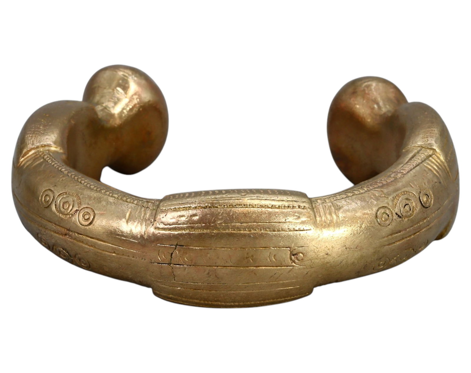 WEST AFRICA: King & Queen Manilla Bracelet Money - Cast Bronze, Intricate Geometric & Symbolic (1 of 3)