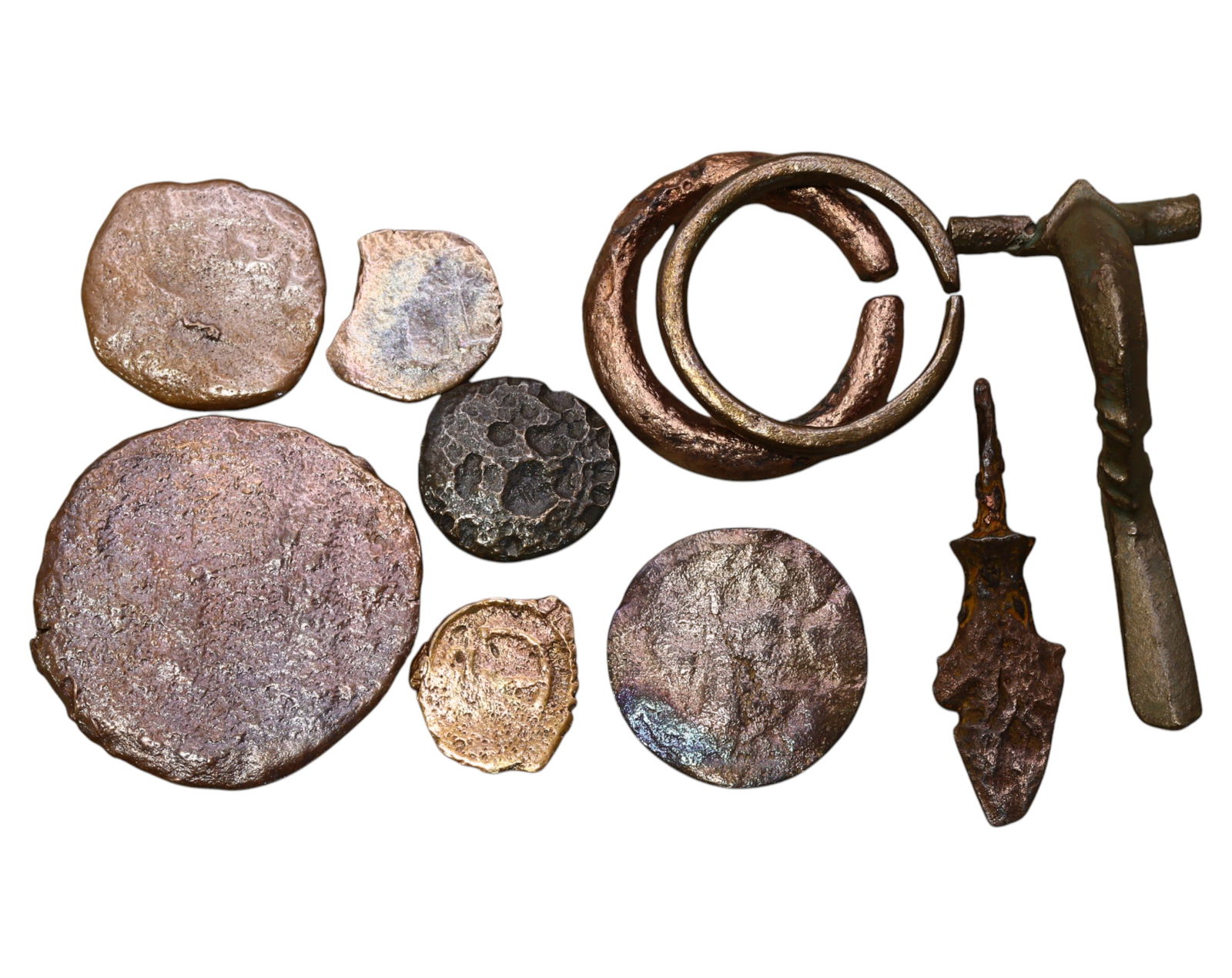 ANCIENT & MEDIEVAL: Mixed Bronze Coins, Proto-Money Rings & Artifacts - 10 Pieces, 1.5-4.5cm, 46g (1 of 1)