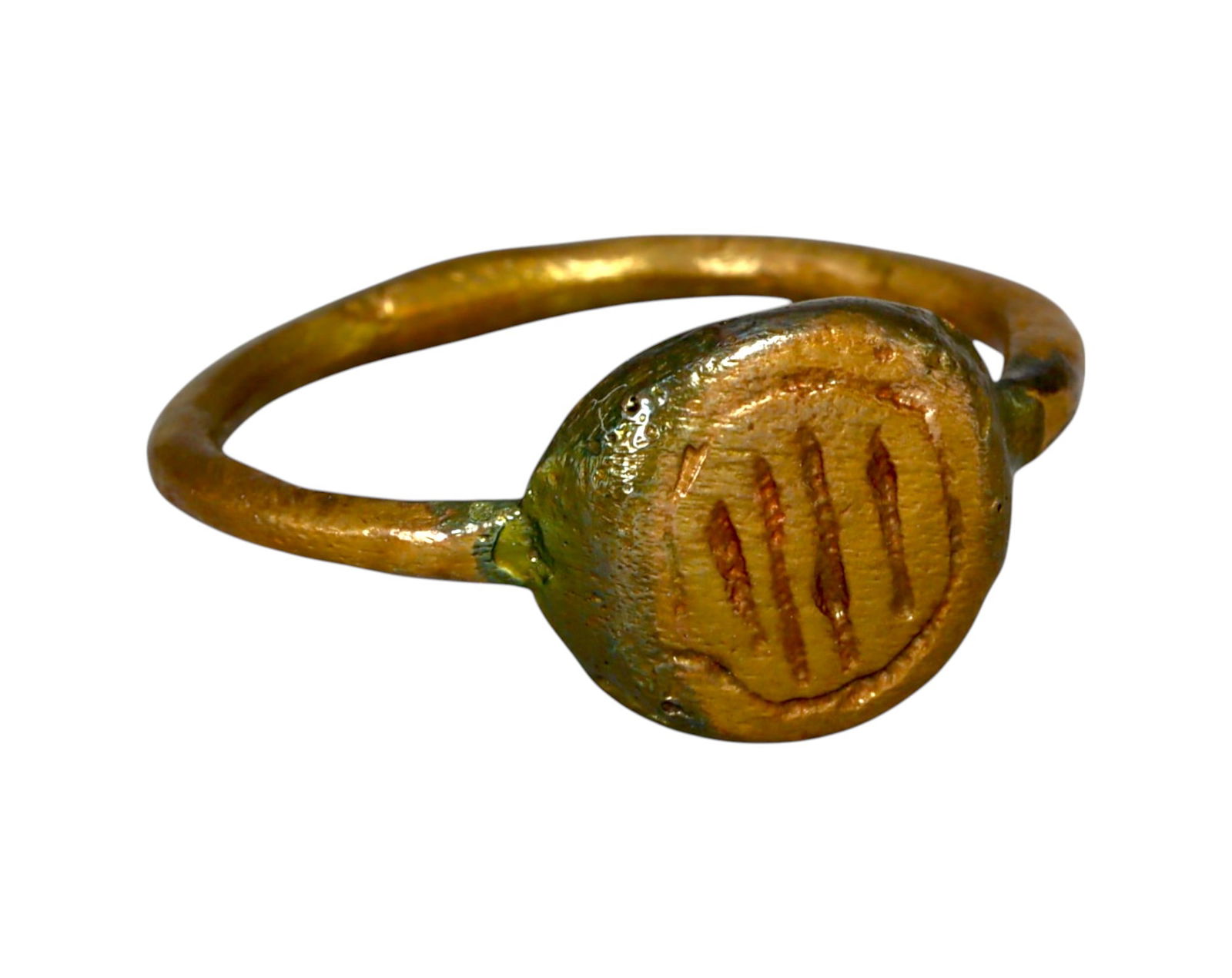 MEDIEVAL EUROPEAN: Bronze Warrior's Signet Ring - Viking/Germanic Influence, 9th-12th Century (1 of 2)