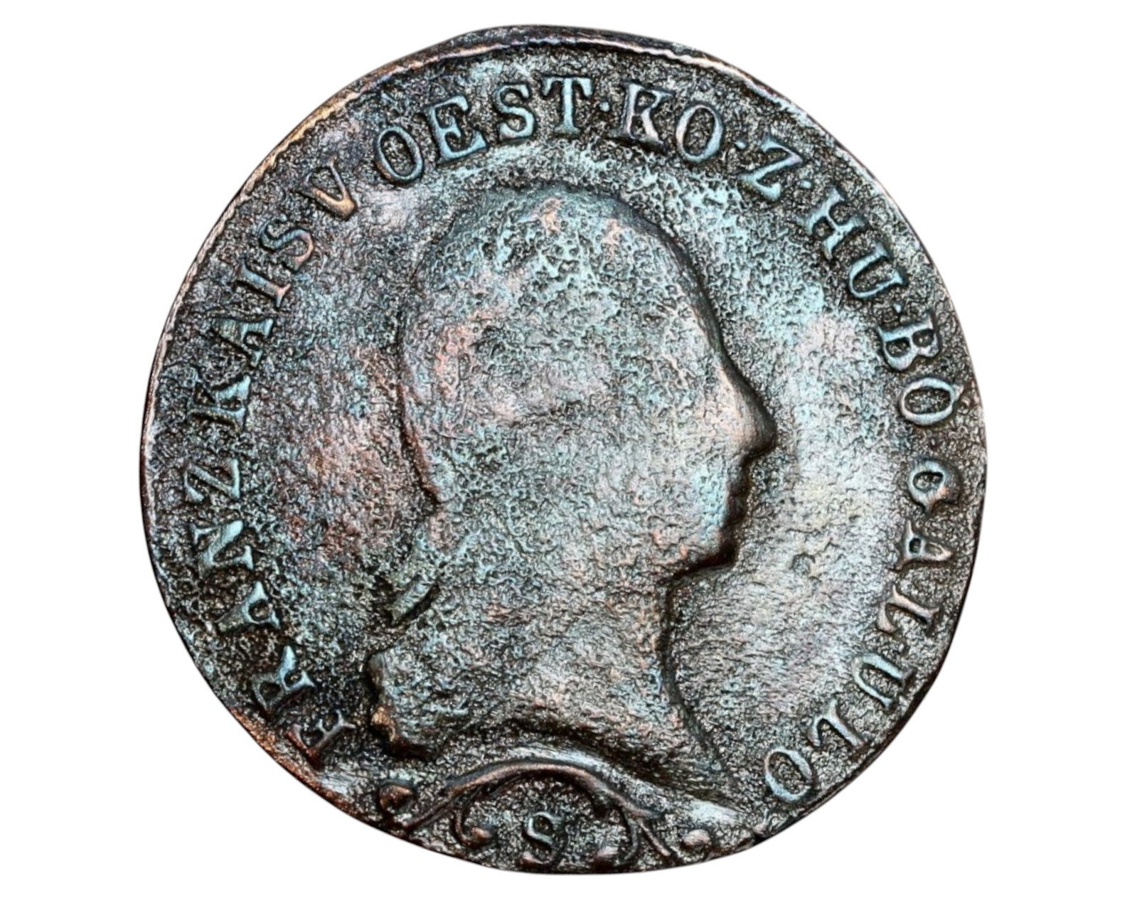 AUSTRIA: Emperor Franz I - 1 Kreuzer, 1812-S, Schmollnitz Mint: A historical copper 1 Kreuzer coin from 1812, issued under Emperor Franz I of Austria (1804-1835) and minted in Schmollnitz (S mintmark). Struck during the Austrian Empire's monetary reforms, this 2.4