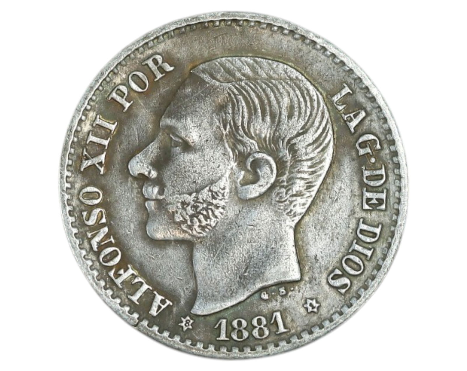 SPAIN: Alfonso XII - Silver 50 Centimos, 1881 (Madrid Mint) (1 of 3)