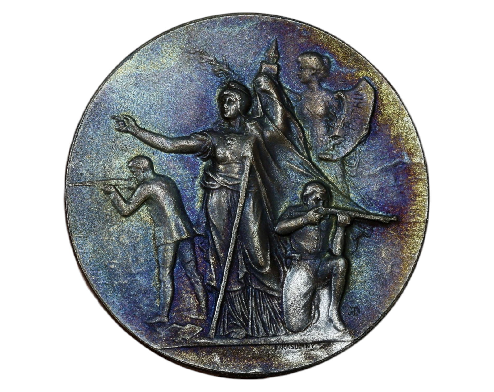 FRANCE: Felix Rasumny - "Pro Patria" Shooting Award Medal, Bronze, ca. 1910 (1 of 4)