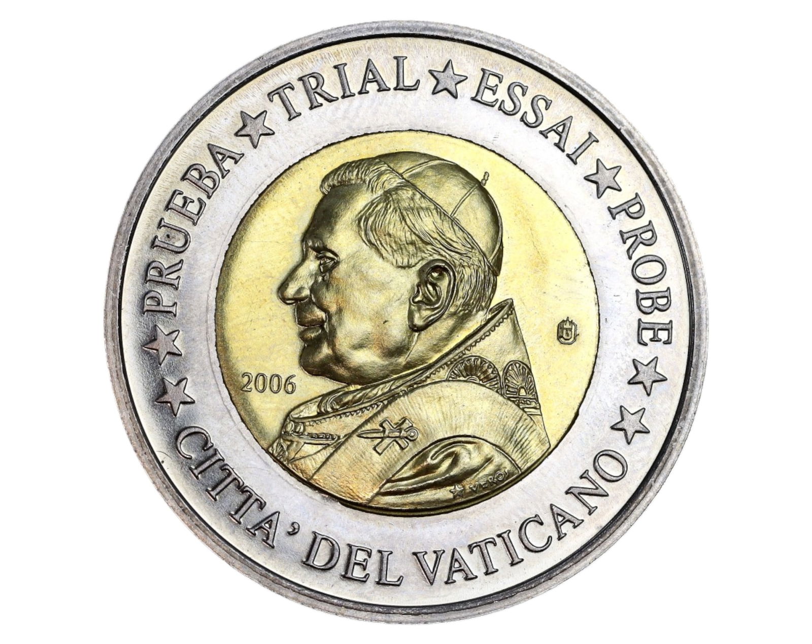 VATICAN CITY: Benedict XVI Bimetallic Trial Coin - 2 Euro Pattern, 2006 (1 of 3)