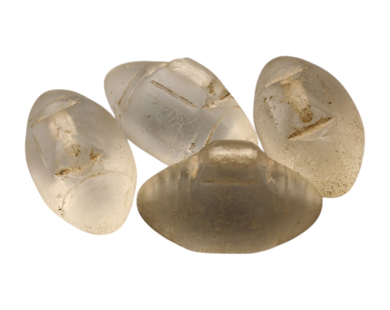 BOHEMIA: Antique Rock Crystal Beads - Hand-Carved, 24mm (Set of 4), 19th Century (1 of 1)