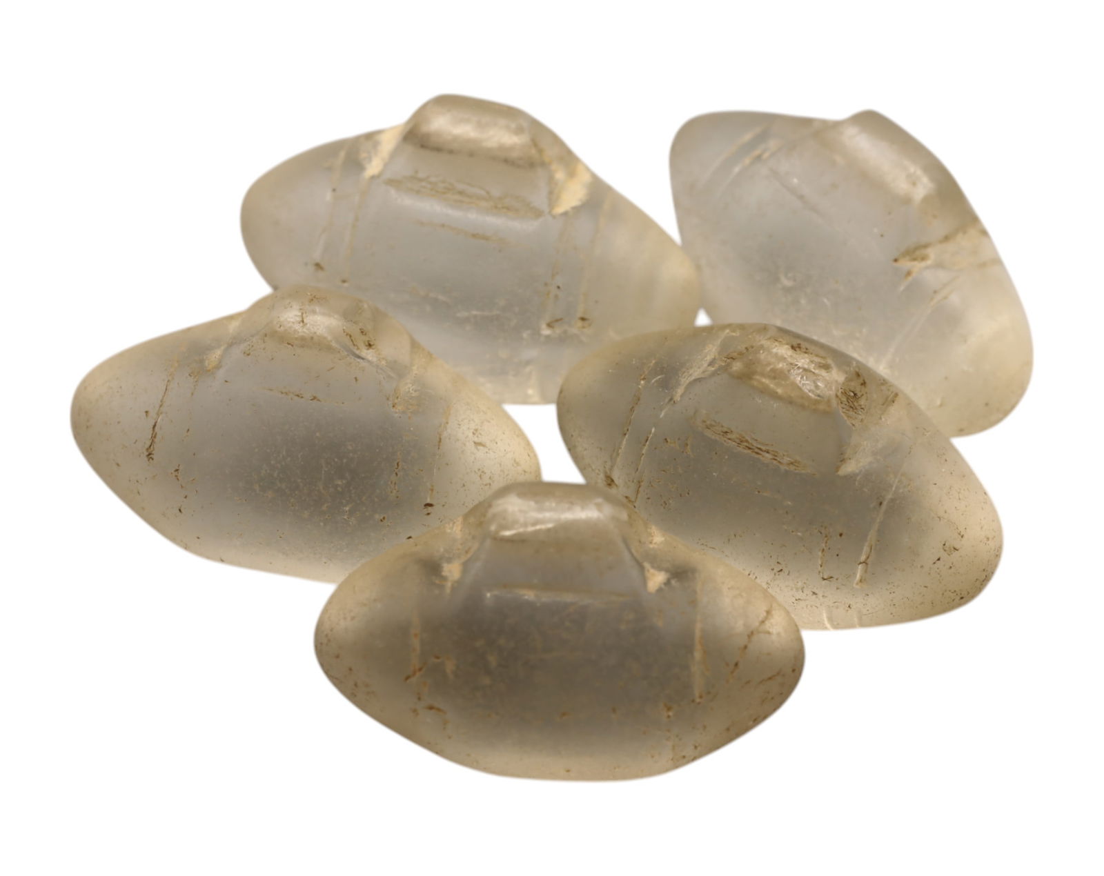 BOHEMIA: Antique Rock Crystal Beads - Hand-Carved, 24mm (Set of 5), 19th Century (1 of 1)