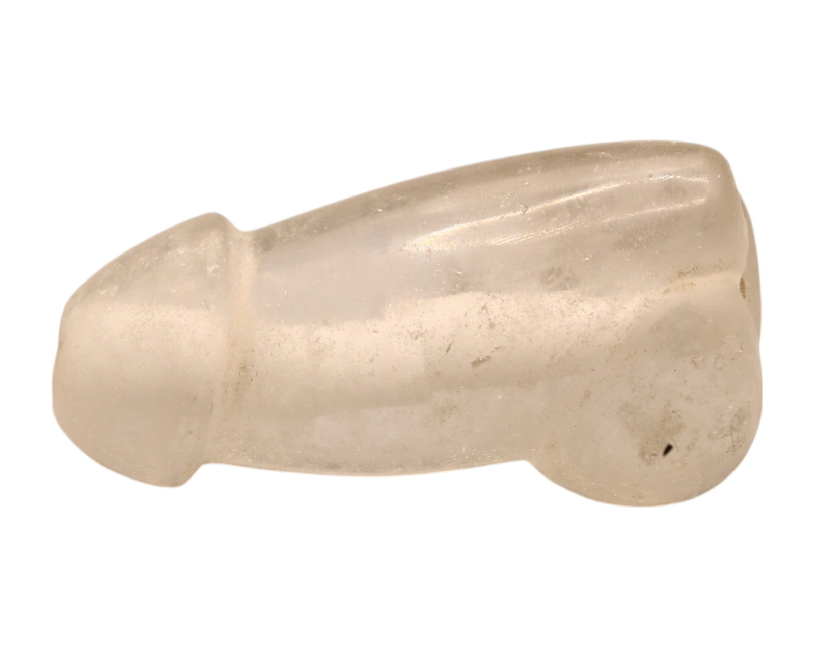 ANTIQUE: Phallic Pilgrim Amulet - Quartz, 5x3.5cm, 30g: A rare vintage phallic amulet, carved from translucent quartz, reflecting ancient traditions of fertility and protection symbolism. Such items were historically associated with both pre-Christian and 