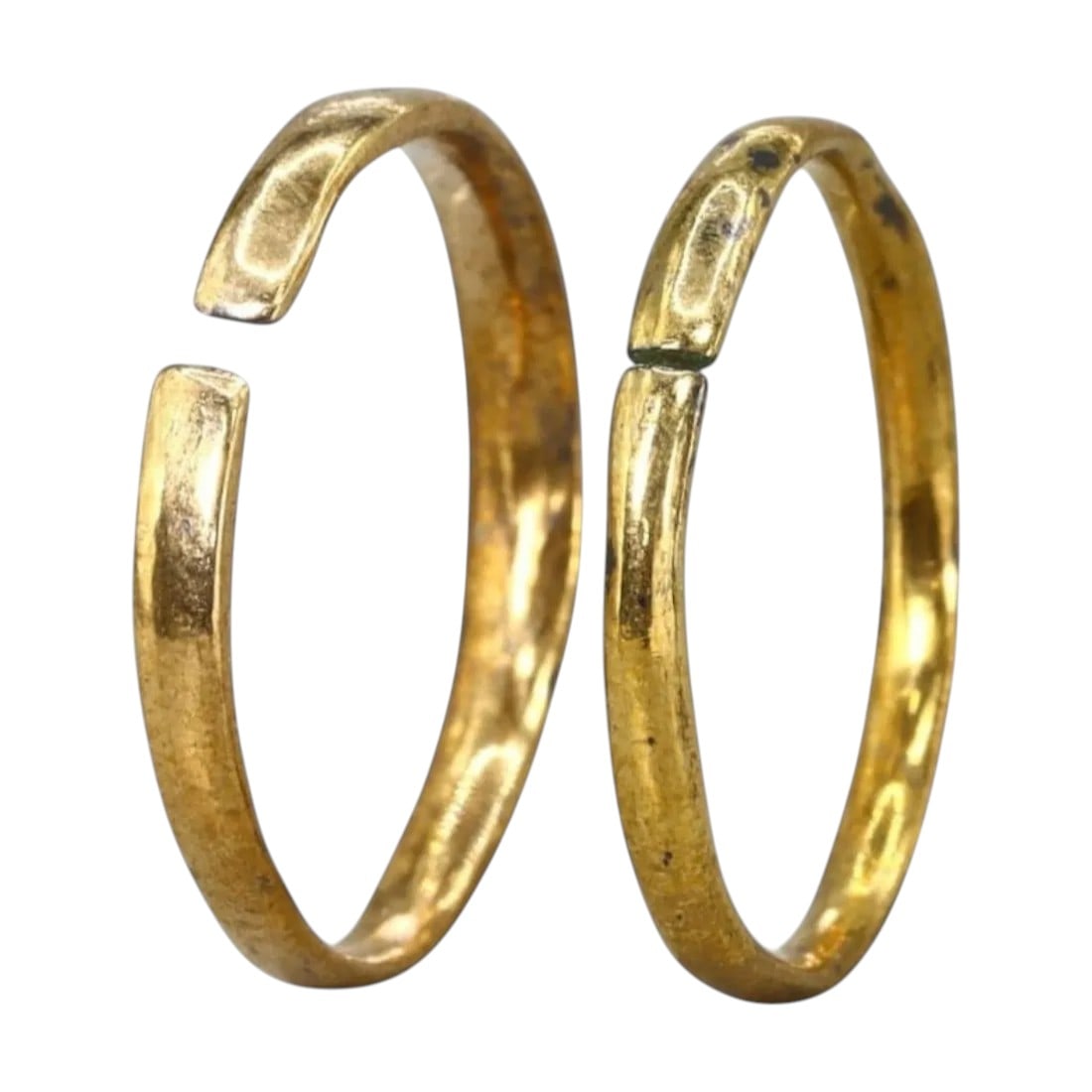 VIKING ERA: Pair of Bronze Rings with 24K Gold Gilt, 9th-11th Century CE (6g, Sizes 8-9) (1 of 2)