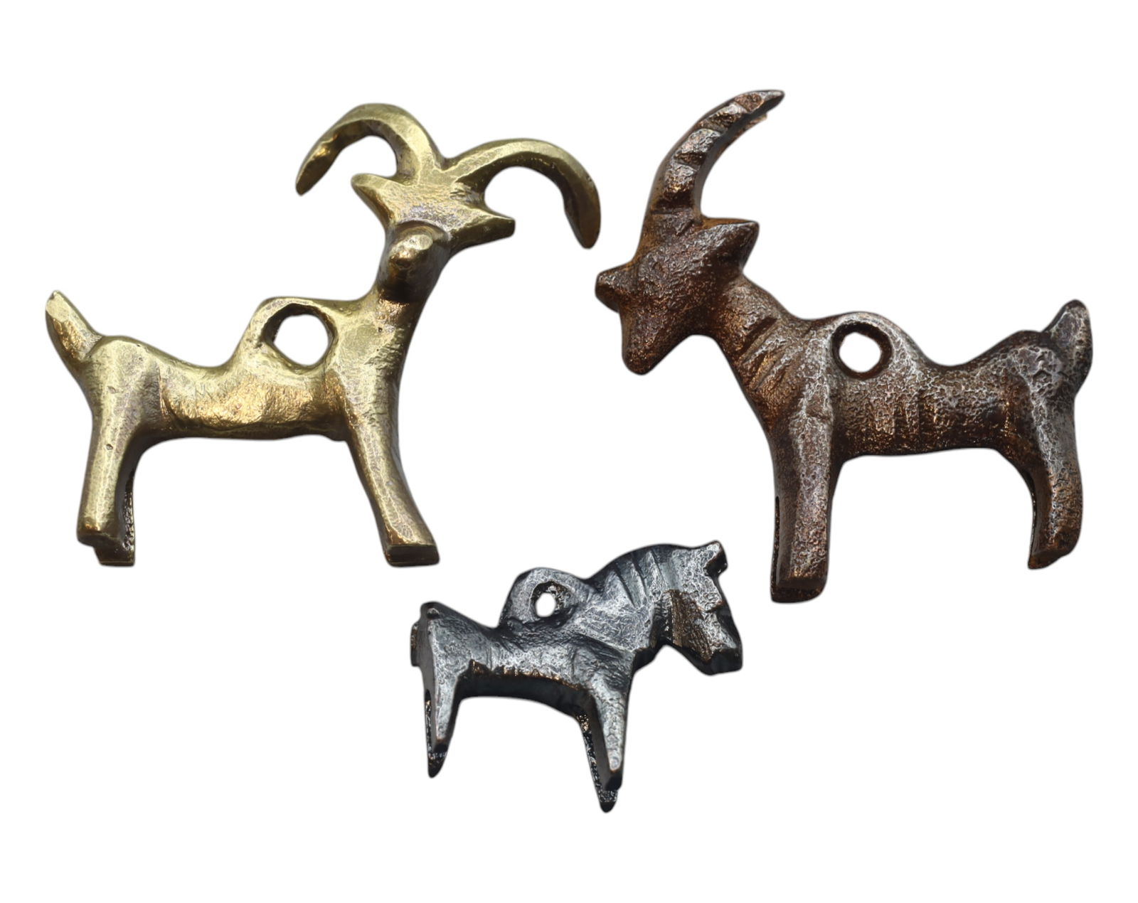 VINTAGE: 3 Bronze Zoomorphic Pendants - 4-5cm, 54g (1 of 2)