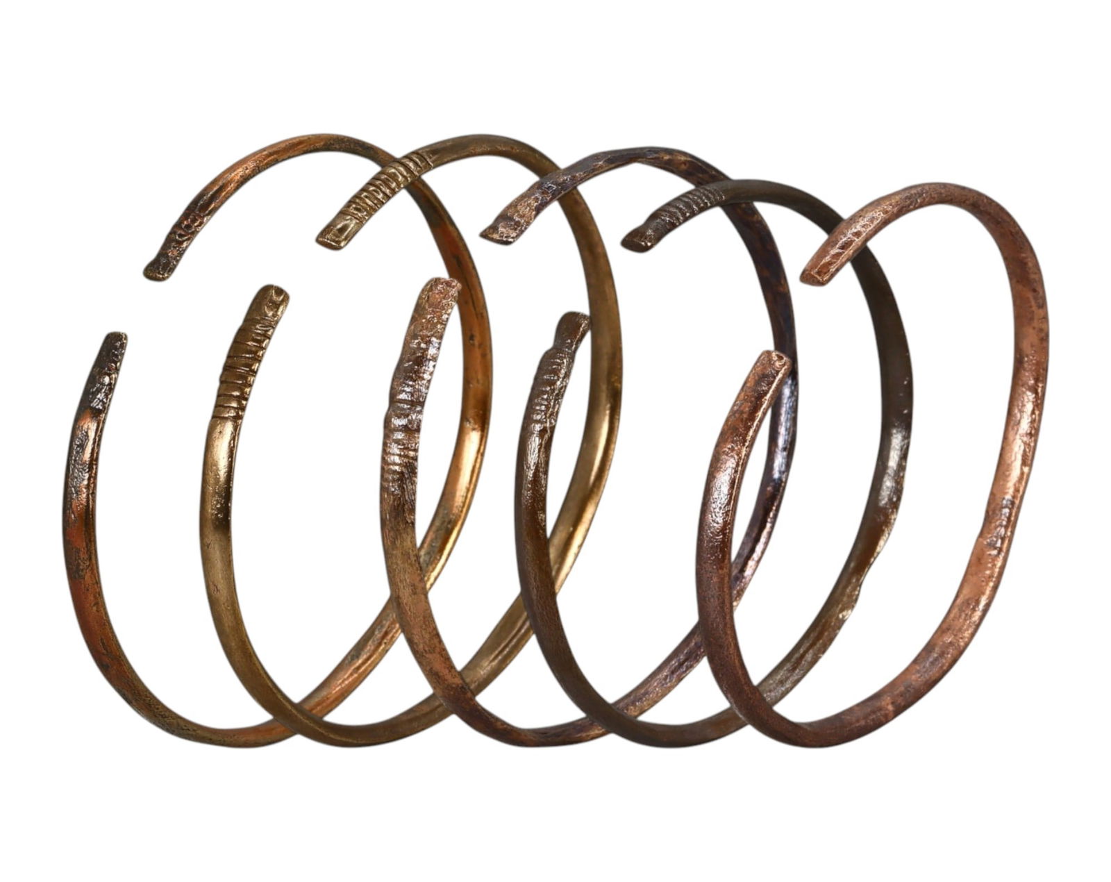 VIKING BRONZE ARM RINGS - 5 Pieces, 5.5-6.7cm, 57g (1 of 2)