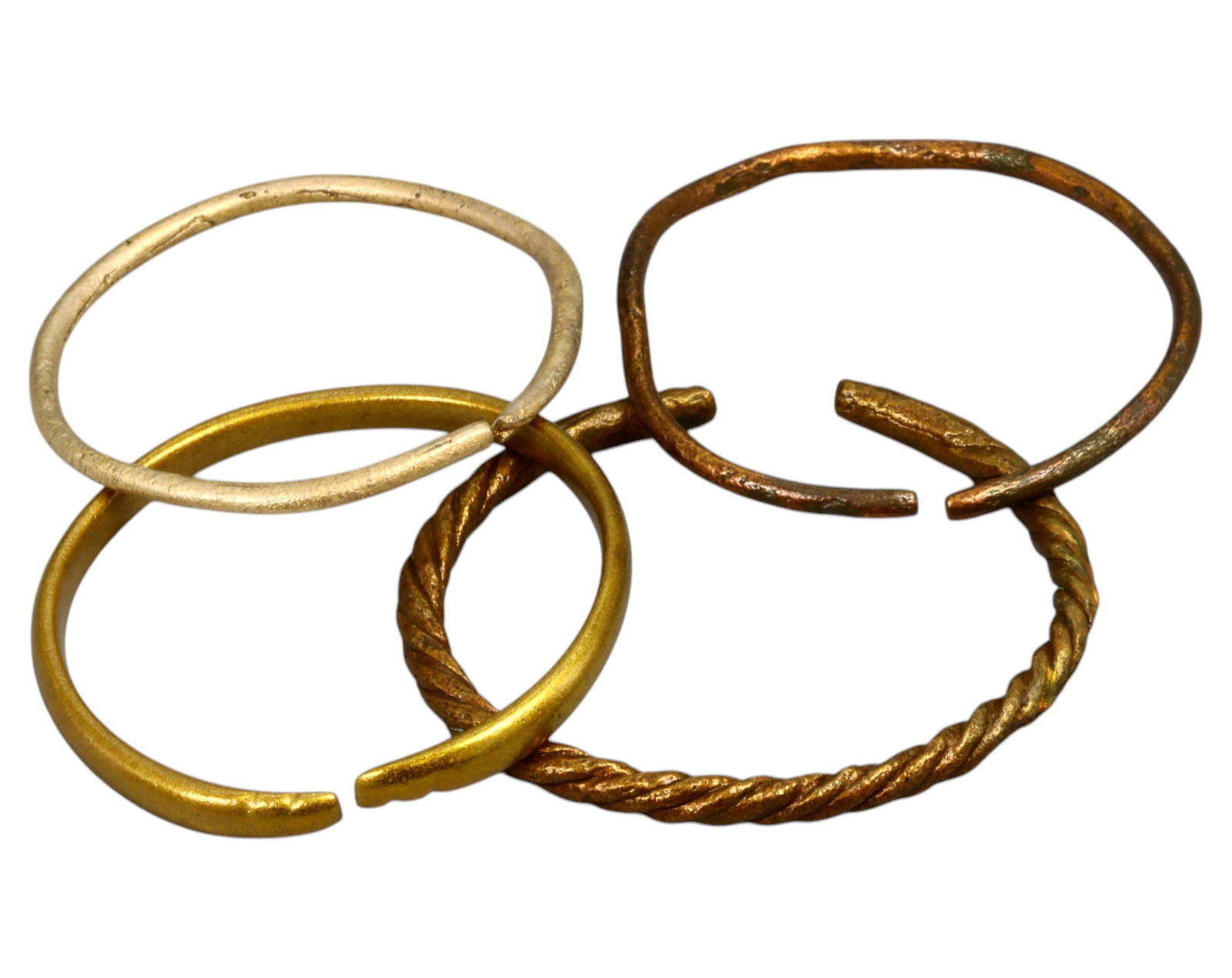 VIKING HAIR RINGS - Bronze & Gilt, 4 Pieces, 4-4.5cm, 28g (1 of 1)