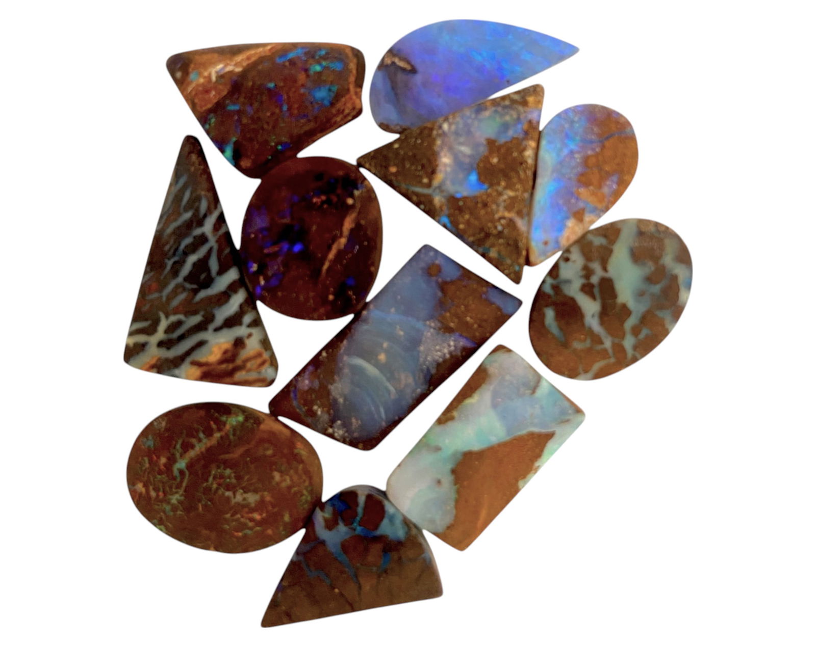 AUSTRALIAN MATRIX BOULDER OPAL - Preform Lot, 10 Pieces, 13.6g, 13-21mm (Images Taken Wet) (1 of 2)