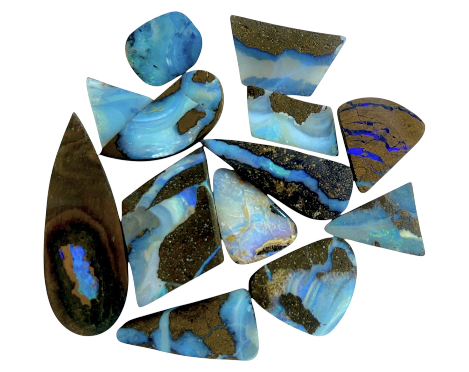 AUSTRALIAN MATRIX BOULDER OPAL - Preform Lot, 13 Pieces, 13.5, 8-28.6mm (Images Taken Wet) (1 of 2)