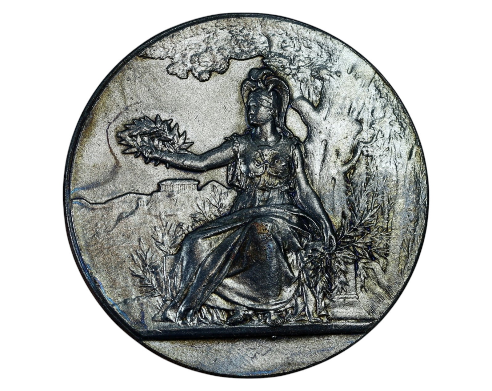 FRANCE: Societe de la Dotation de la Jeunesse - Silvered Copper Medal, 19th Century: A finely designed silvered copper medal, measuring 40mm and weighing 3.3g, issued by the Societe de la Dotation de la Jeunesse de France (Endowment Society for the Youth of France). The obverse featur