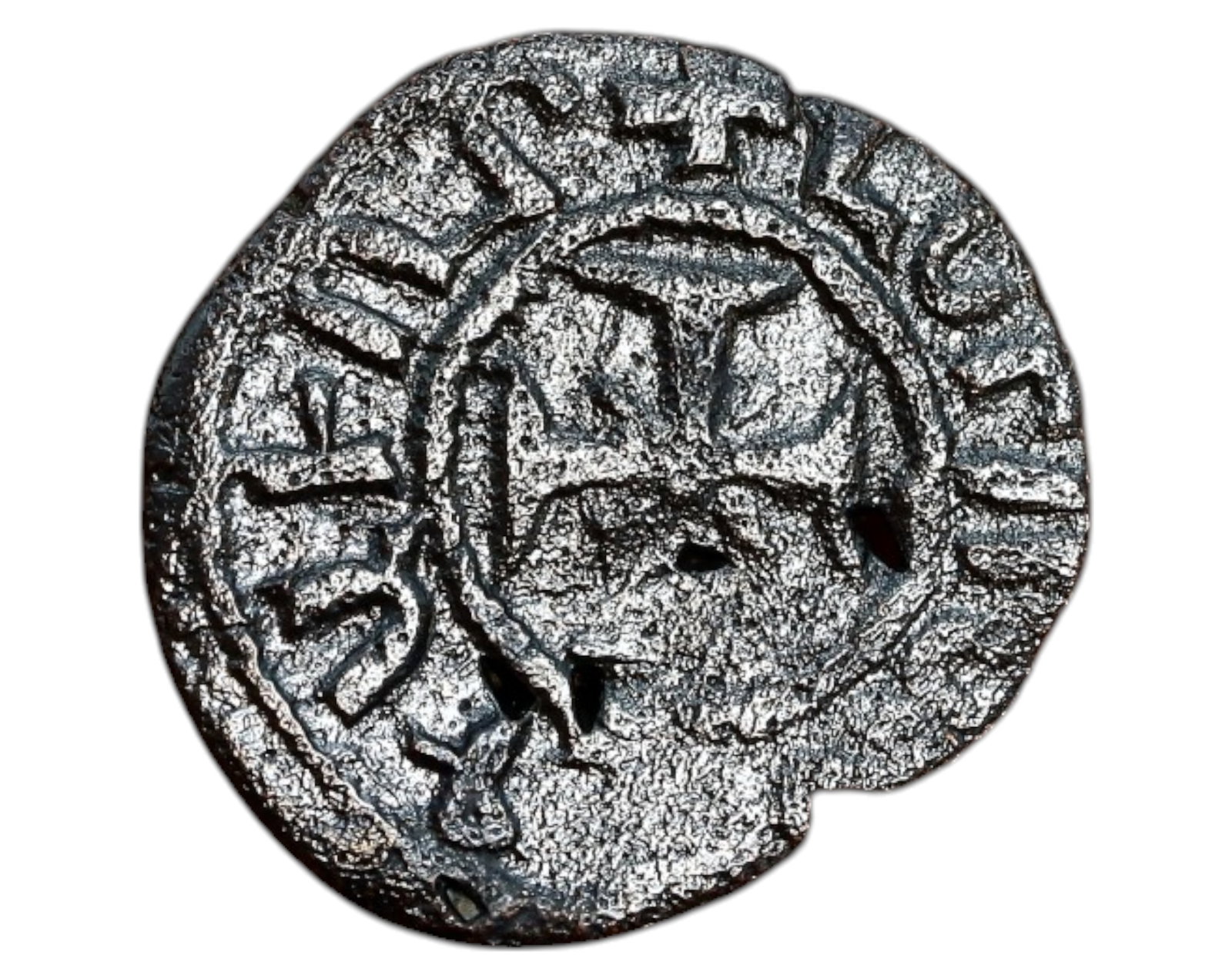 ARMENIA: Levon III, AE Kardez, 1301-1307: A bronze Kardez from the reign of Levon III (1301-1307) of Cilician Armenia, measuring 19x21mm and weighing 2.1g. The obverse showcases King Levon III enthroned, holding a cross potent, signifying his