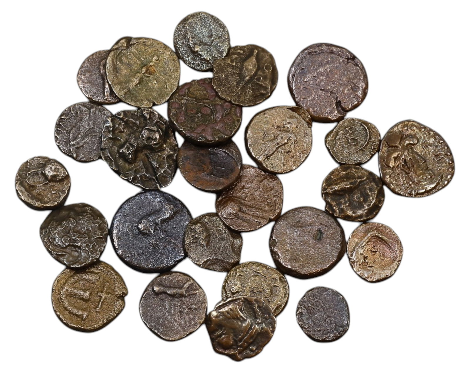 ANCIENT GREECE: Lot of 25 Mixed Bronze and Electrum Coins, 30.6g, 0.5-1.5cm (1 of 3)