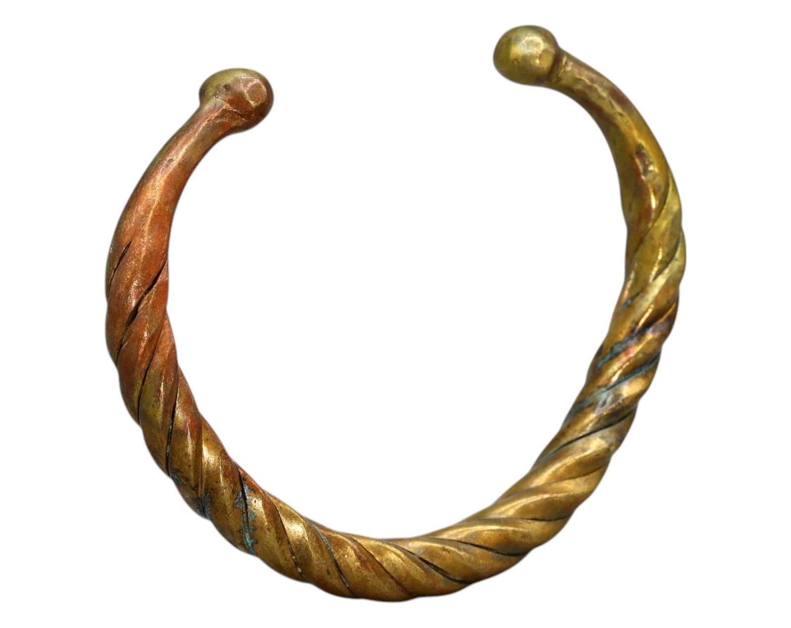 AFRICA: Twisted Bronze Manilla Bracelet - West African Trade Currency, 64g, 8cm (1 of 2)