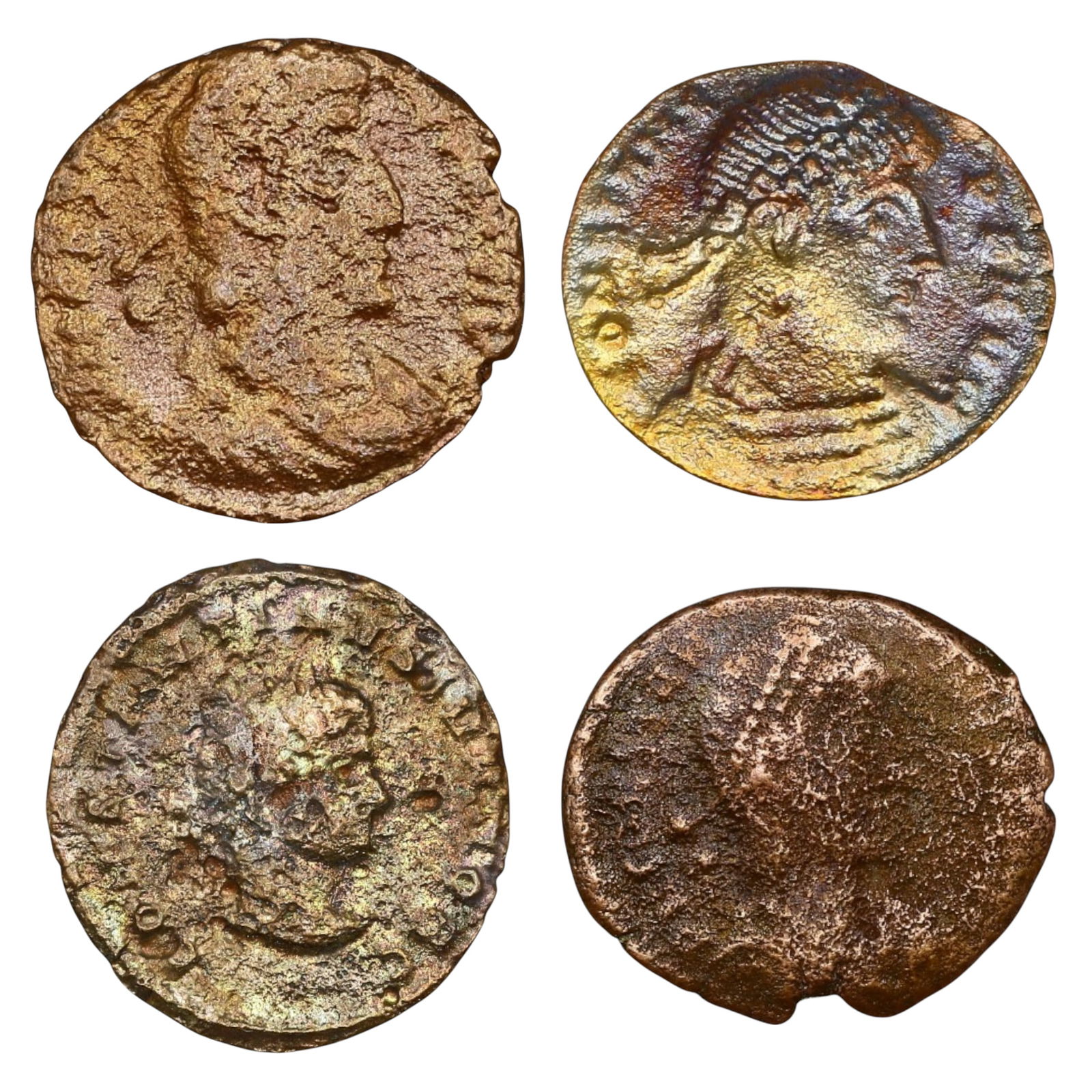 ROMAN EMPIRE: Lot of 4 Late Roman Bronze AE Coins 15-18mm, c. 3rd-5th Century AD (1 of 2)