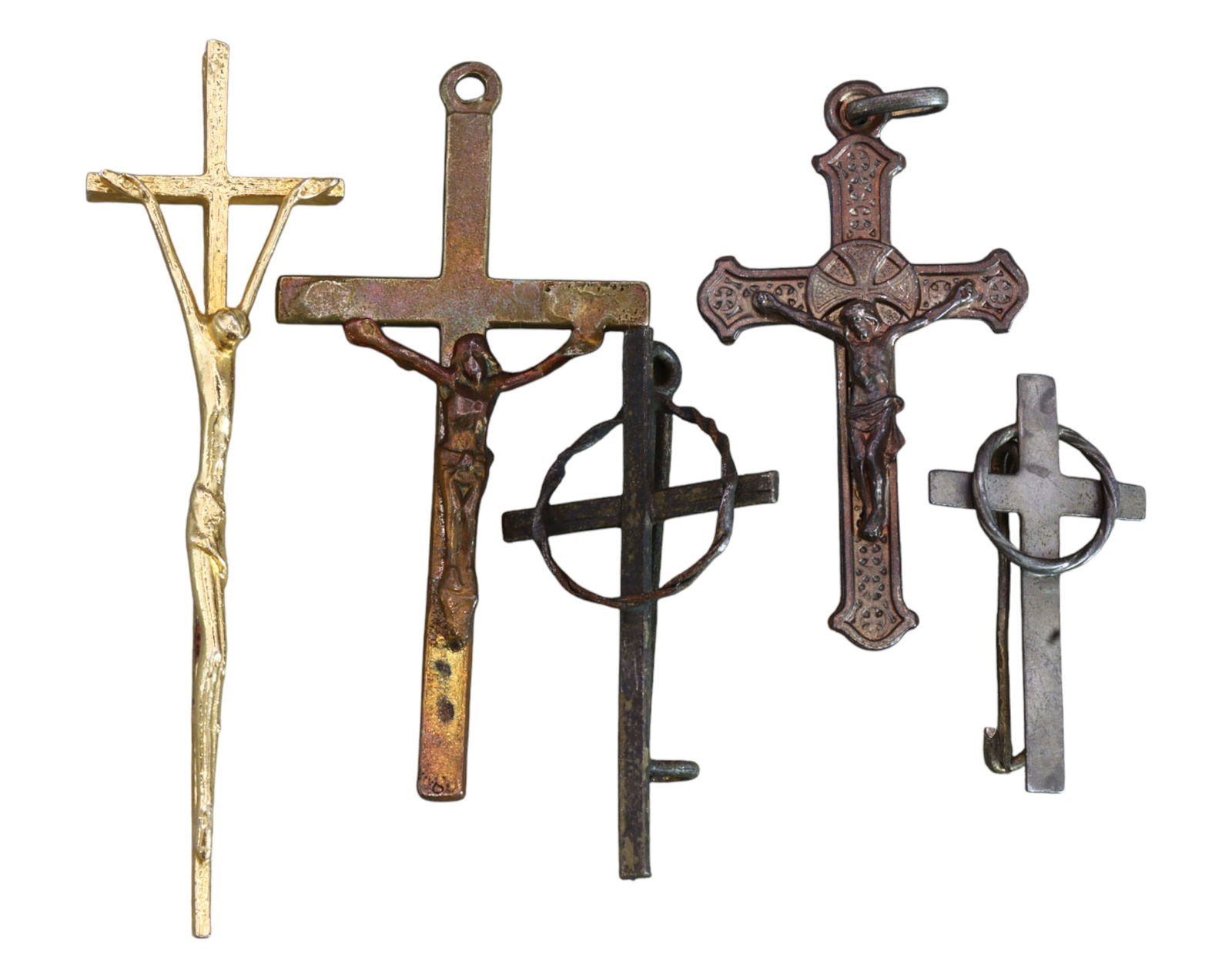 EUROPE: Mixed Metal Crucifix and Cross Pendants - 1.3-5.5cm, 12g, 5pcs (1 of 3)