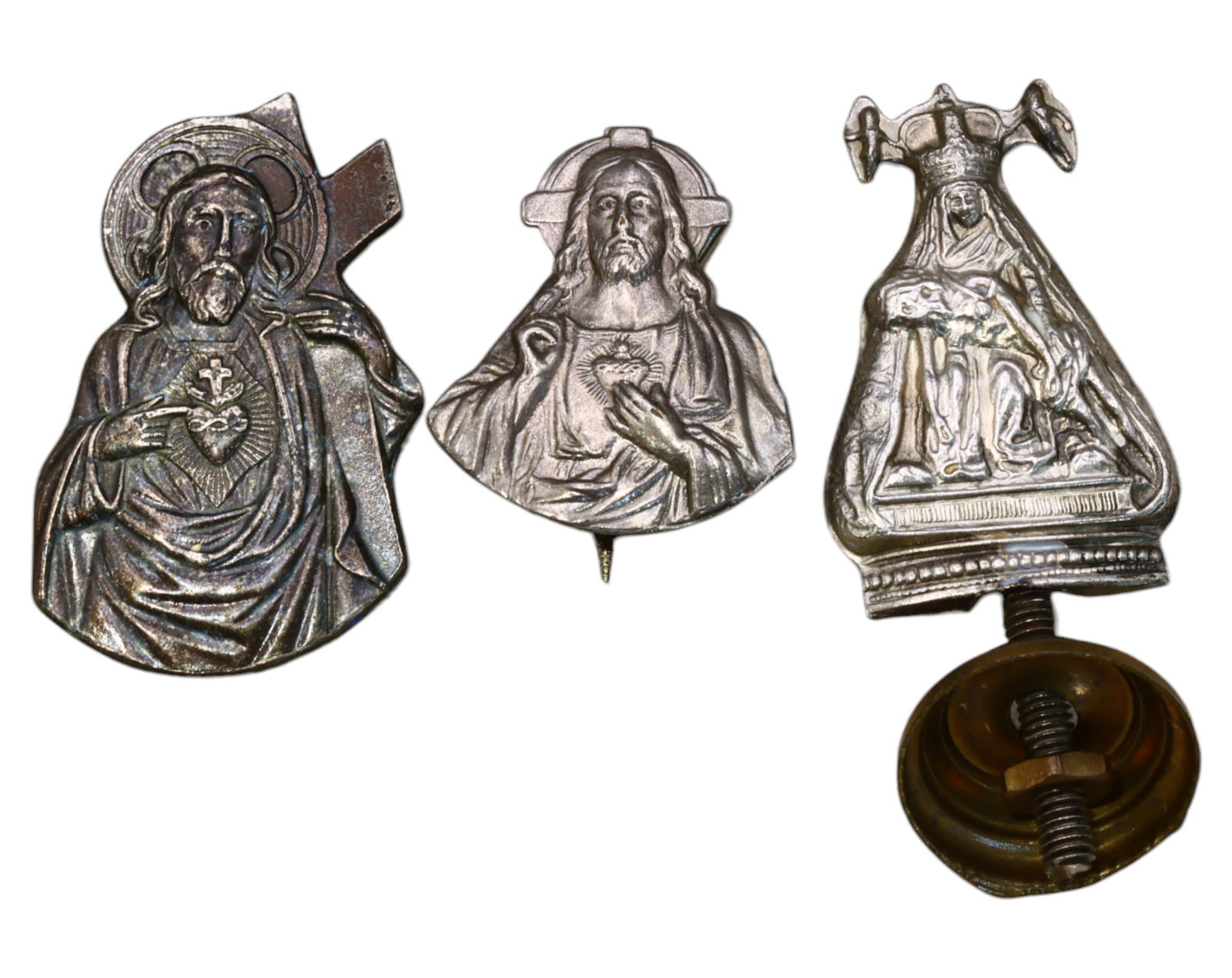 SPAIN: Set of Three Devotional Religious Plaques - 19th-20th Century, 2-3.6cm, 7.8g (1 of 3)