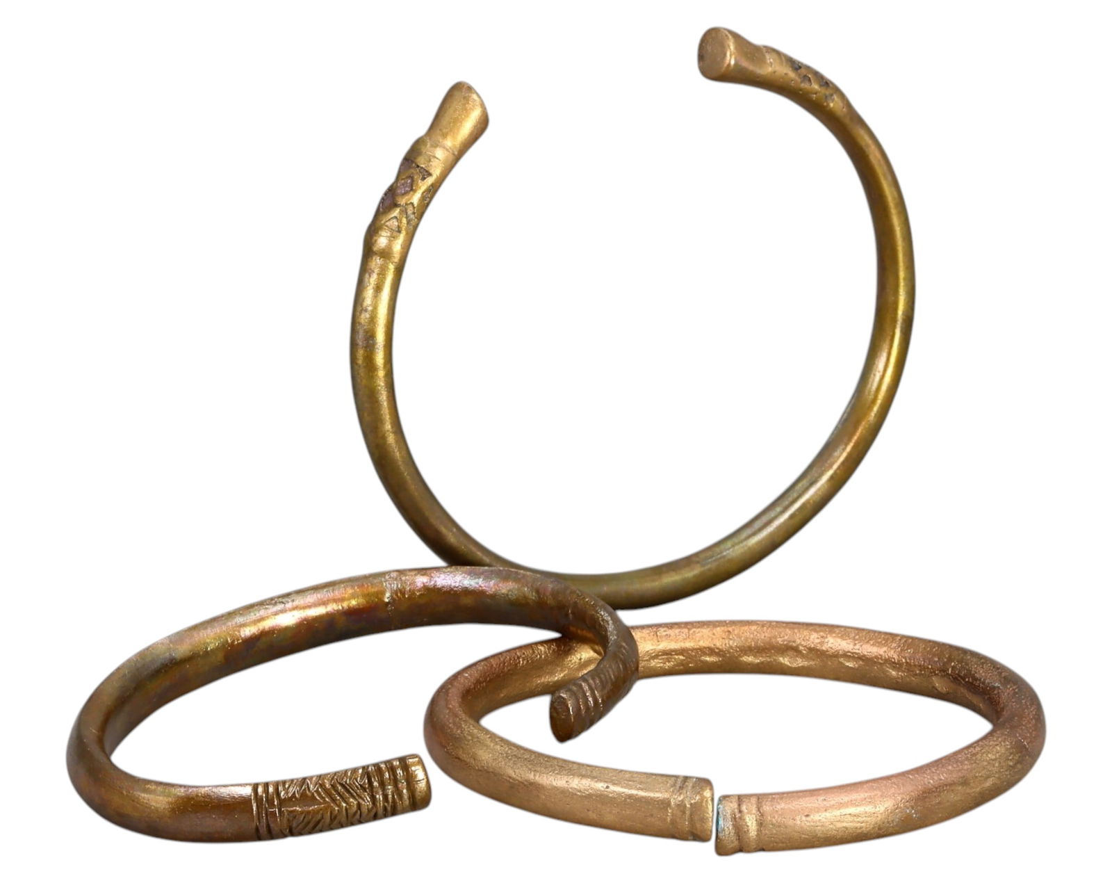 WEST AFRICA: Edo-Benin Kingdom Brass Currency Manillas (Set of 3), c. 16th-19th Century (1 of 4)