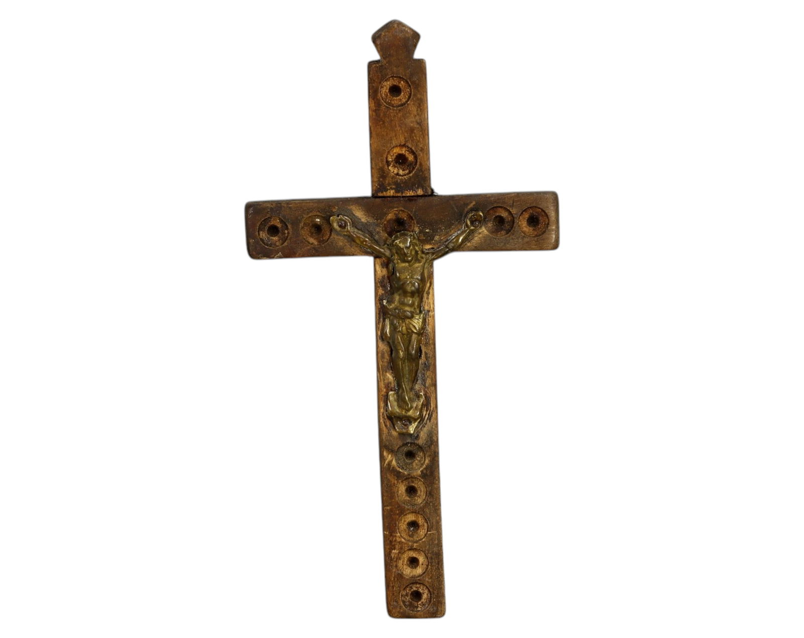 EUROPE: Wooden Crucifix with Metal Christ Figure - 19th Century (1 of 1)