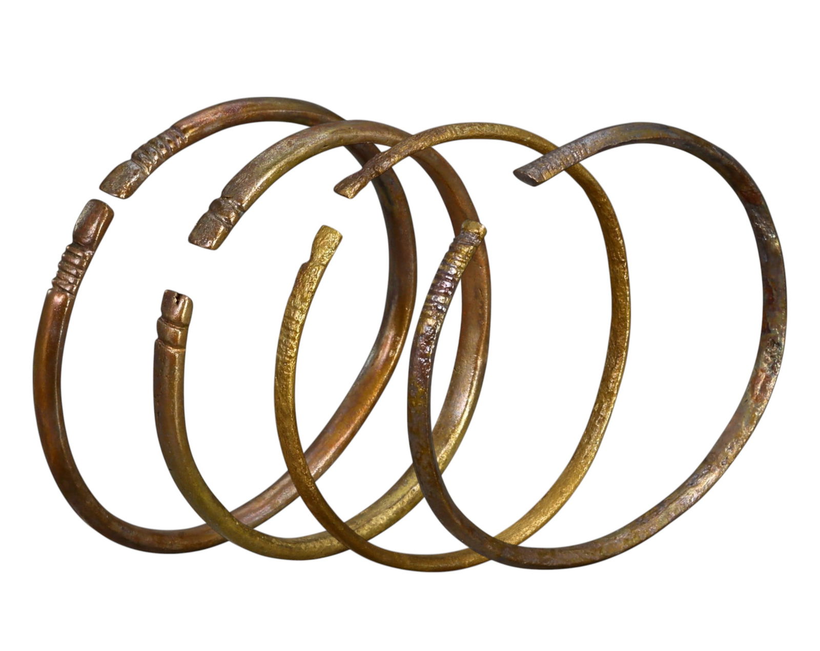 WEST AFRICA: Set of 4 Bronze Currency Bracelets, c. 17th-19th Century (1 of 5)