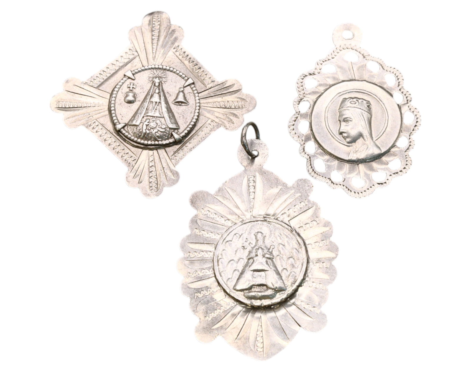 SPAIN: Set of Three Devotional Medals - 19th-20th Century, 2.6-3.2cm, 6g (1 of 3)