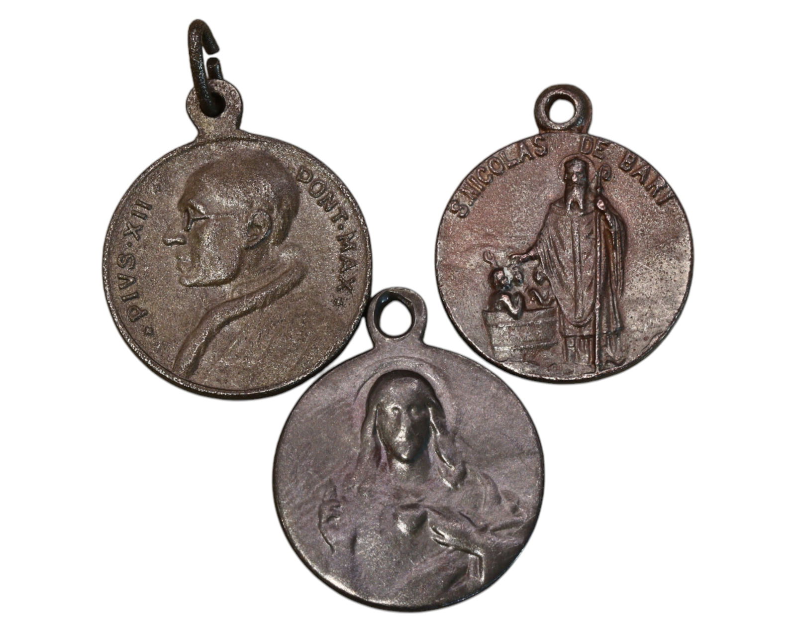 VATICAN & RELIGIOUS MEDALS: Pius XII & Saint Nicholas of Bari - Bronze, Mid-20th Century (1 of 3)