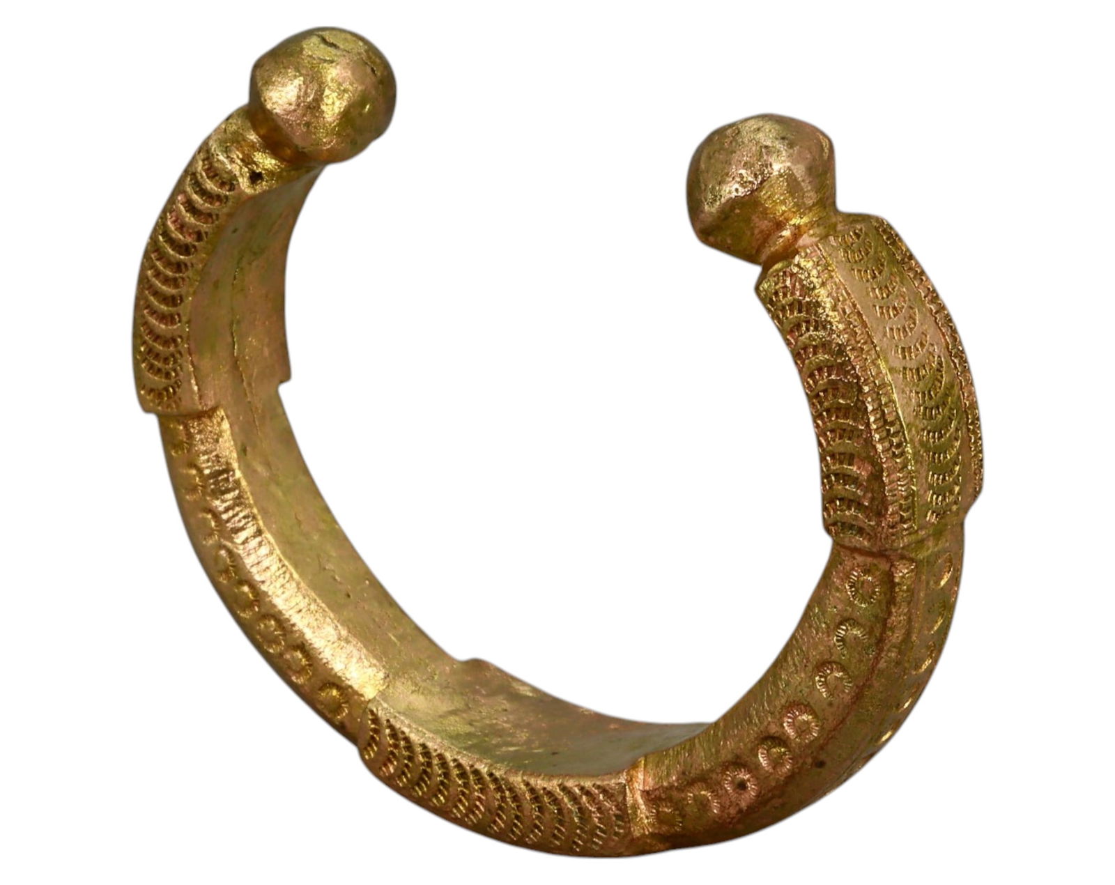 WEST AFRICA: King & Queen Manilla Bracelet Money - Cast Bronze, Ornate Geometric & Symbolic Motifs (1 of 4)