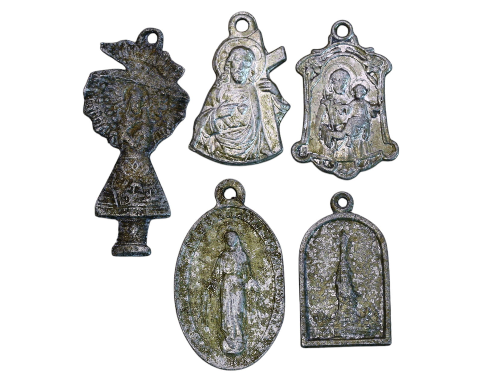 SPAIN & FRANCE: Marian and Sacred Devotional Medals - Cerro de los Angeles & Lourdes, (Set of 5) (1 of 3)