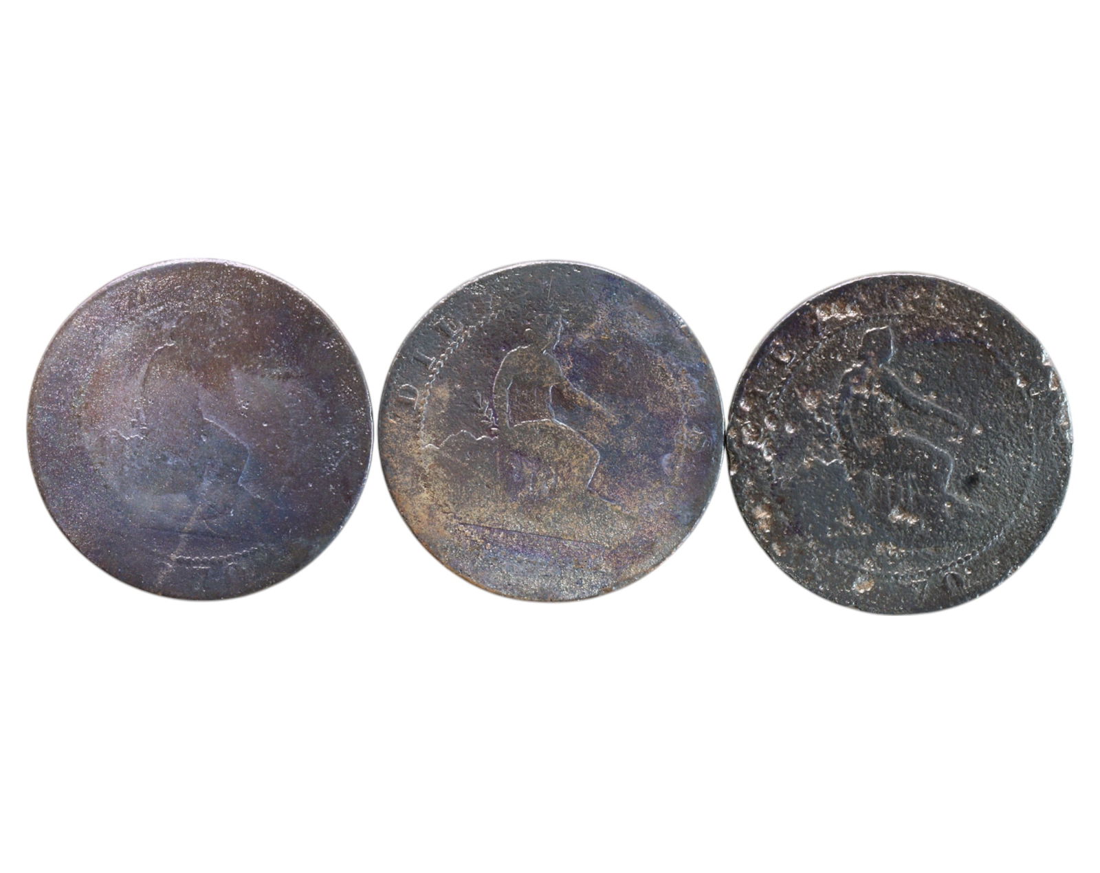 SPAIN: Provisional Government - Bronze 10 Centimos, 1870 (3-Coin Lot) (1 of 3)