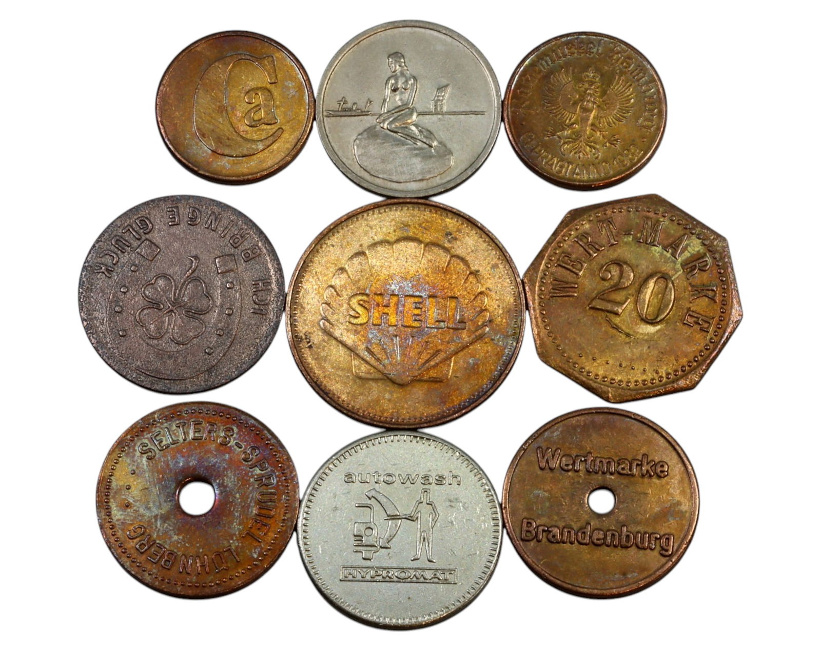 GERMANY: Assorted Trade, Fuel & Commemorative Tokens - Brass & Aluminum, 20th Century (9 Pieces) (1 of 3)