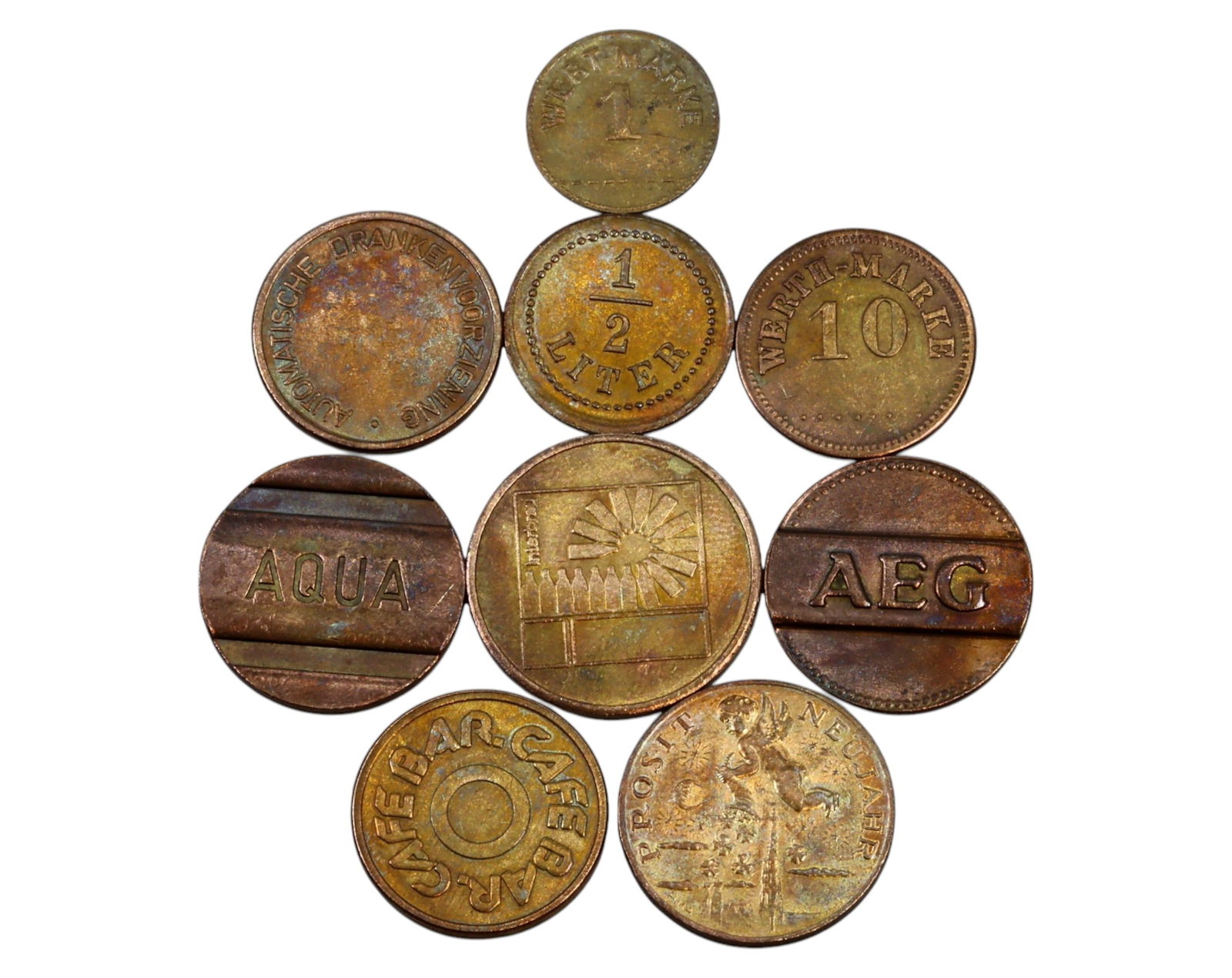 GERMANY: Assorted Trade, Bar & Utility Tokens - Brass & Copper, 20th Century (9 Pieces) (1 of 3)