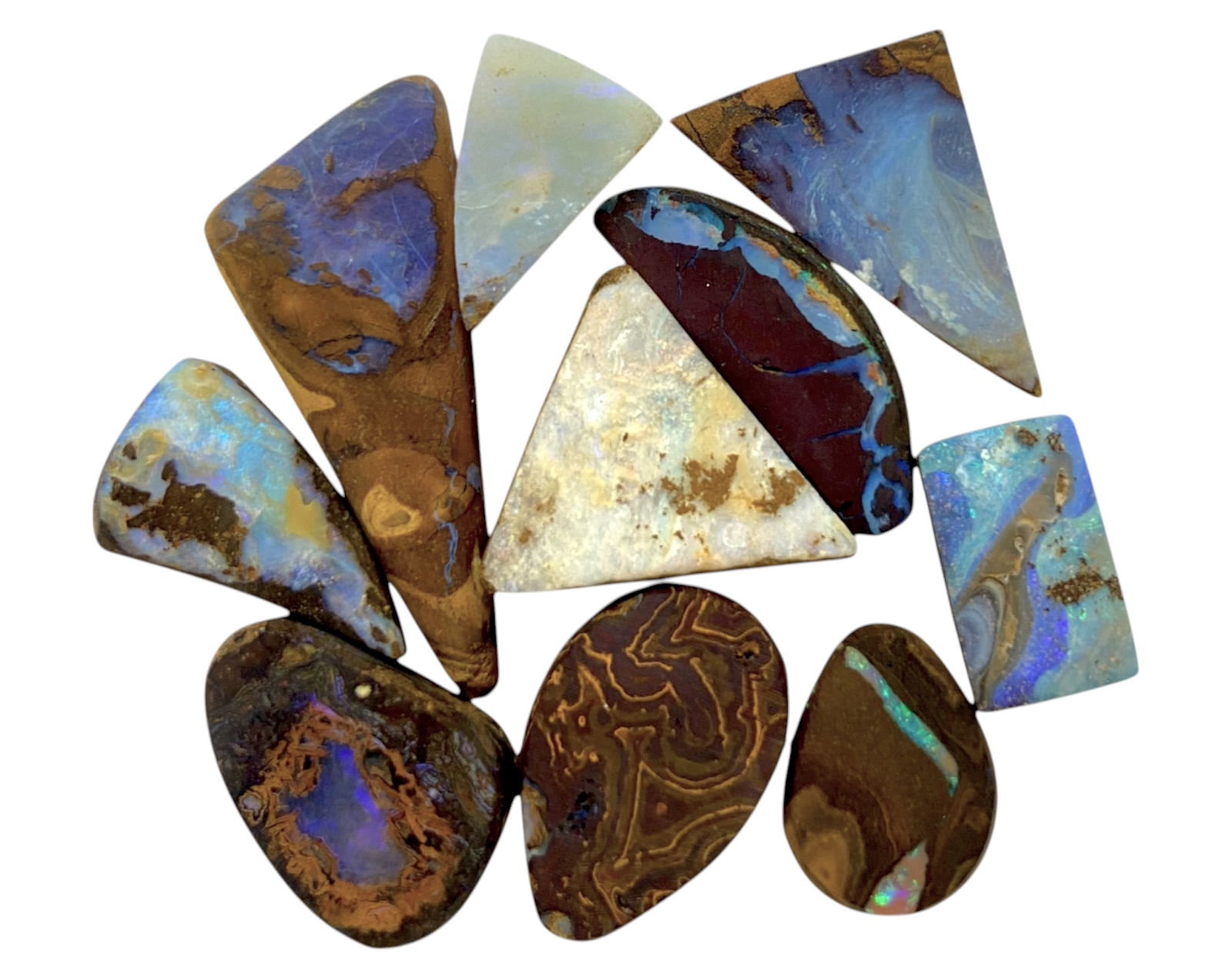 AUSTRALIAN MATRIX BOULDER OPAL - Preform Rough Lot, 10 Pieces, 20.4g, 13.9-31mm (Images Taken Wet) (1 of 2)