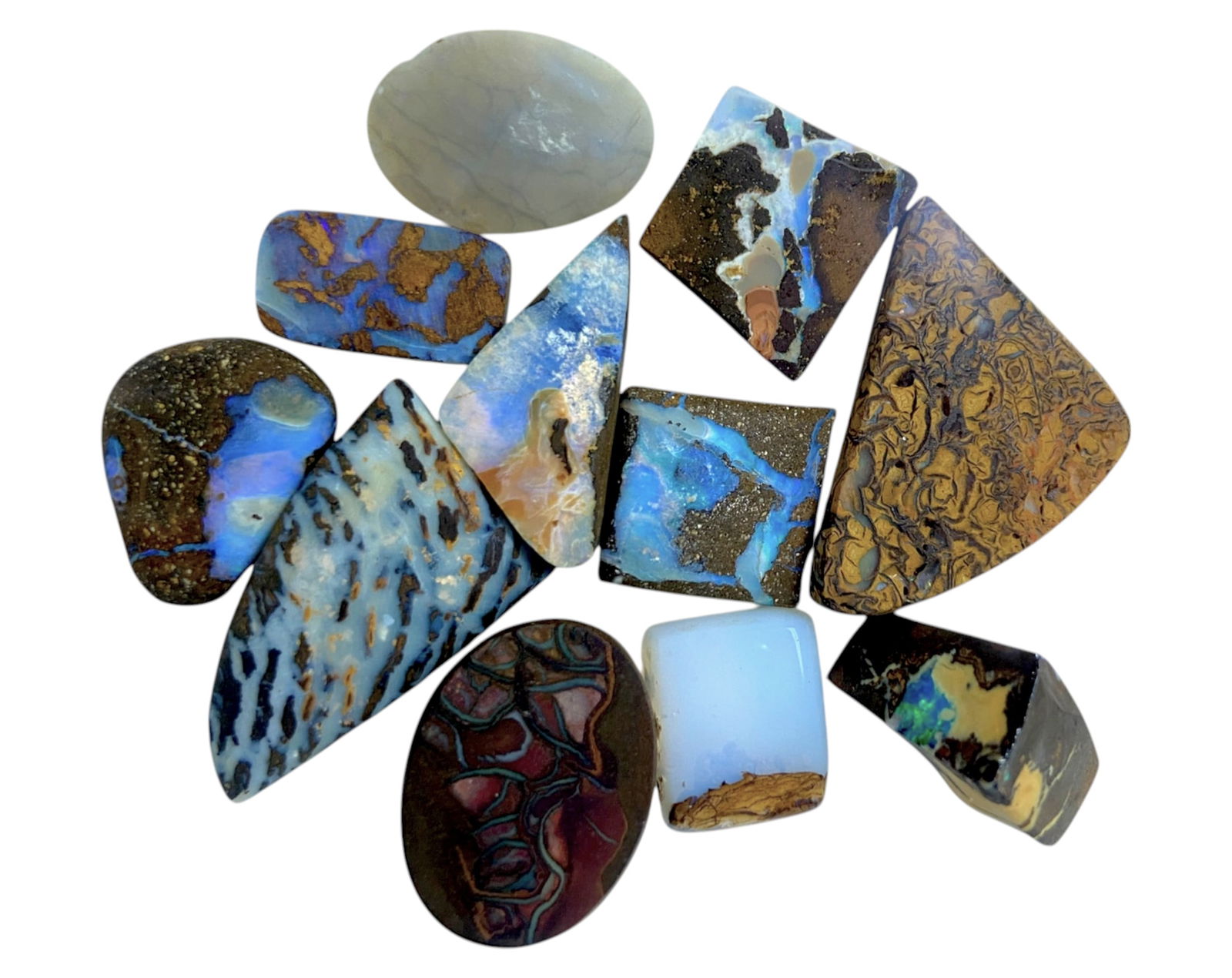 AUSTRALIAN MATRIX BOULDER OPAL - Preform Rough Lot, 11 Pieces, 21g, 12-25mm (Images Taken Wet) (1 of 2)