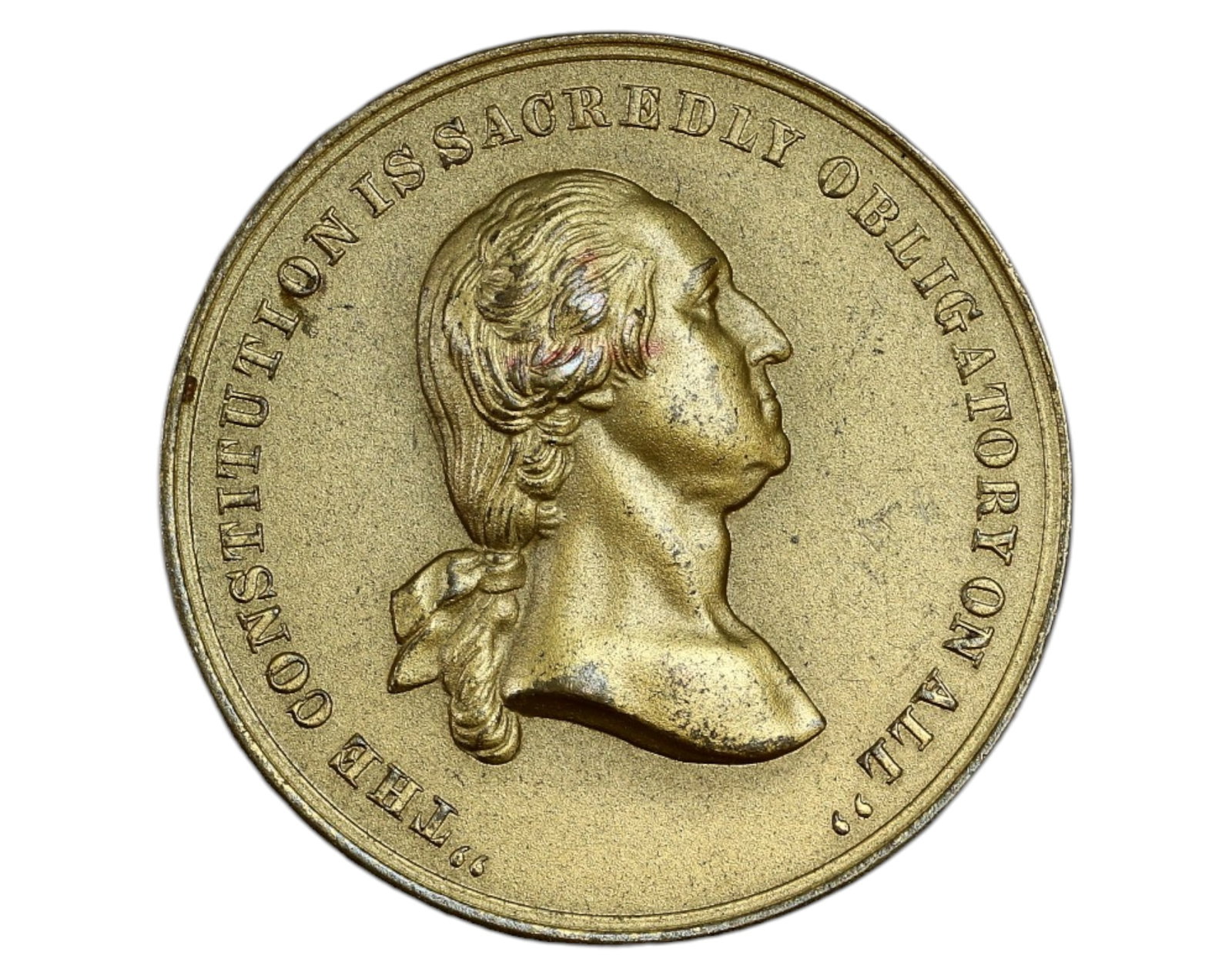 USA: U.S. Mint Oath of Allegiance Medal Coin - Civil War, 1861, 3cm, 13.2g: Struck in yellow bronze, this 1861 U.S. Mint Oath of Allegiance Medal measures 3 cm in diameter and weighs 13.2 g, issued under Mint Director James Pollock at the onset of the American Civil War. The 