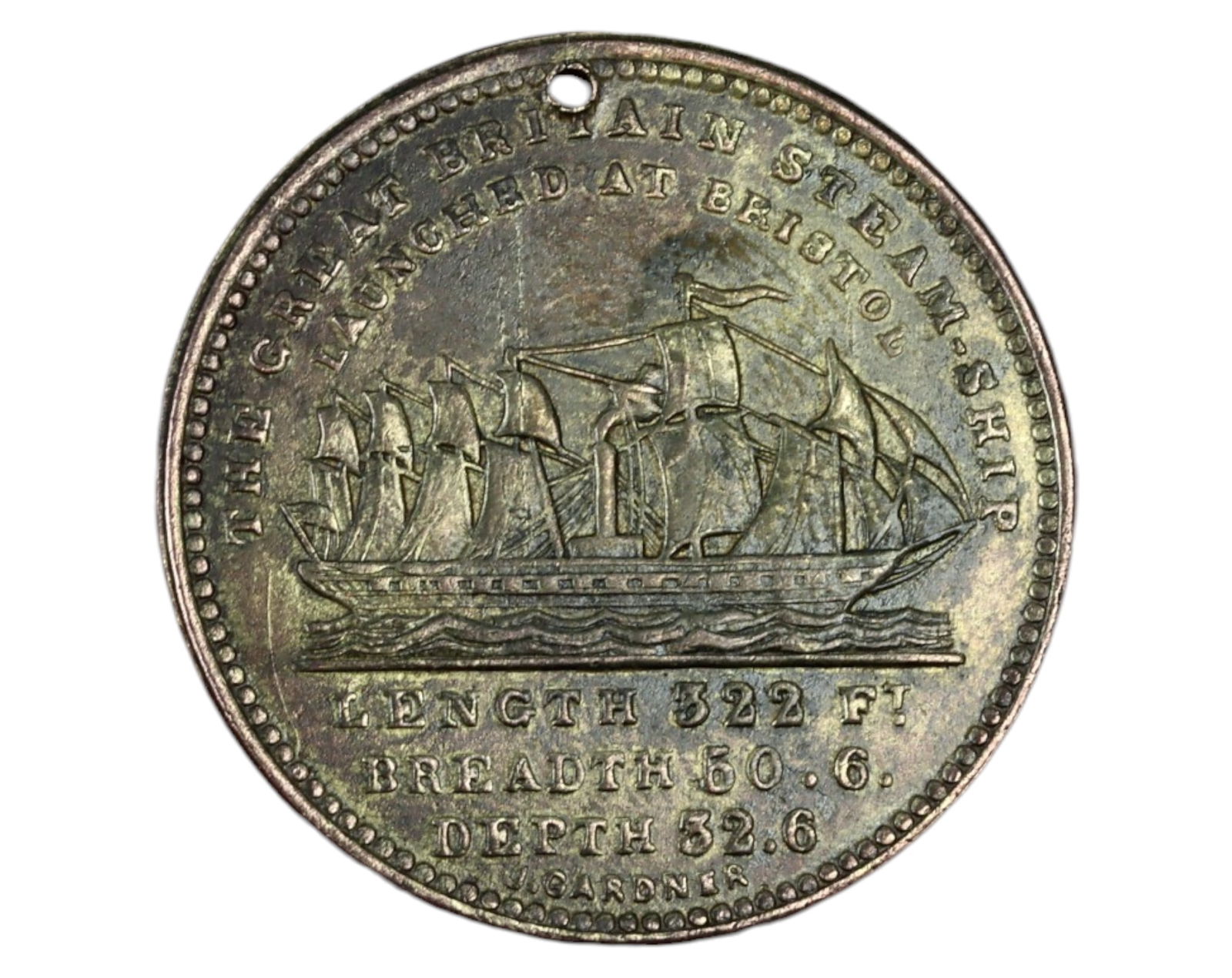 UNITED KINGDOM: SS Great Britain Launch Medal Coin - Bronze, 1843 (1 of 3)