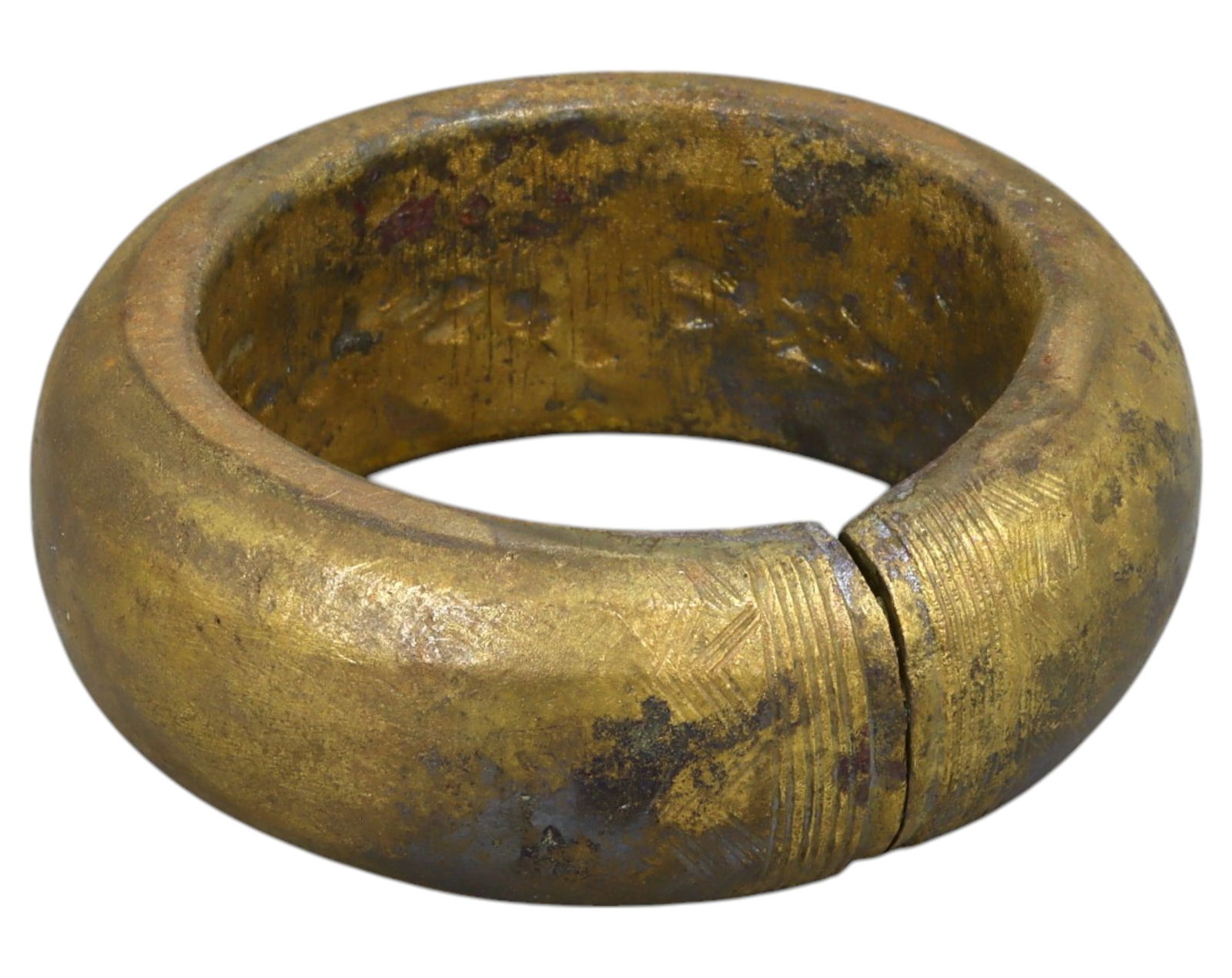 WEST AFRICA: Fulani / Mande Bronze Manilla Bracelet - Heavy Cast, 8cm, 543g (1 of 2)