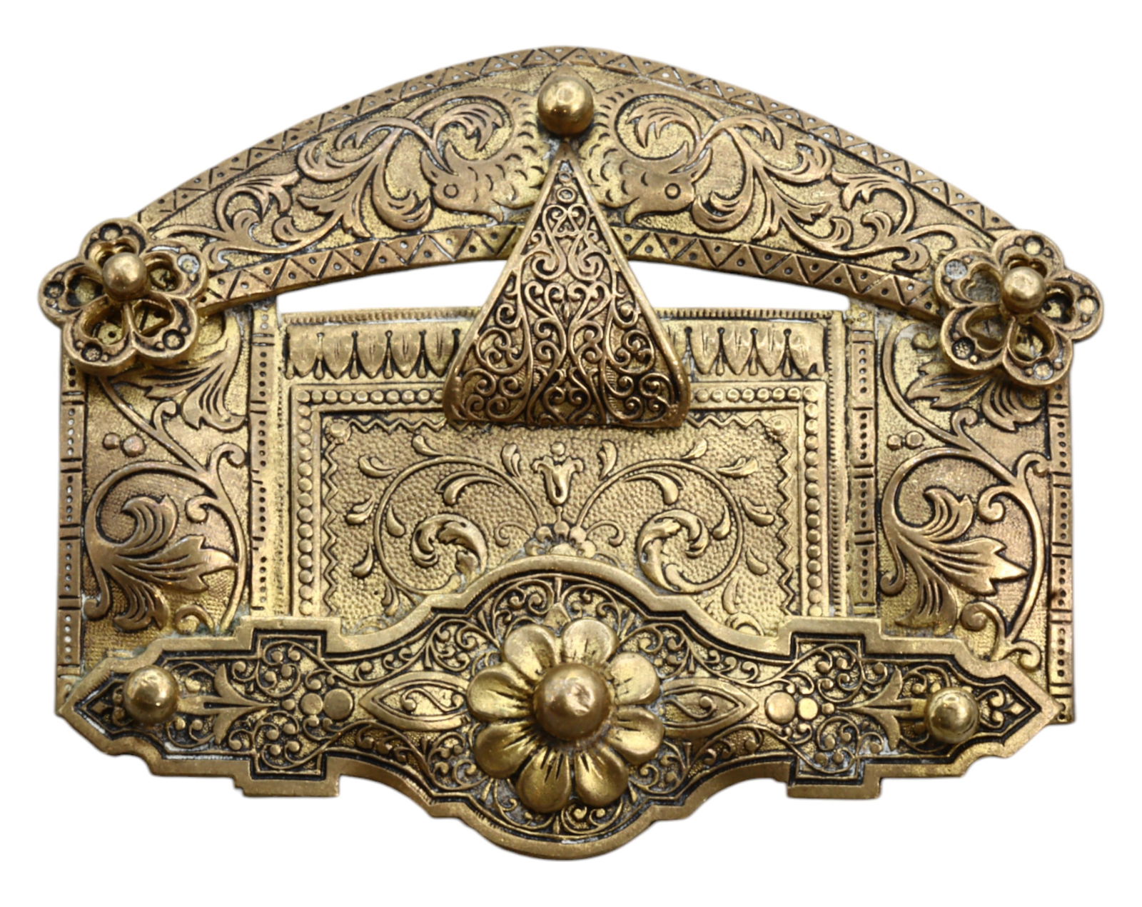 OTTOMAN EMPIRE: Gilded Brass Belt Buckle - Floral & Arabesque Motif, 19th Century (1 of 2)